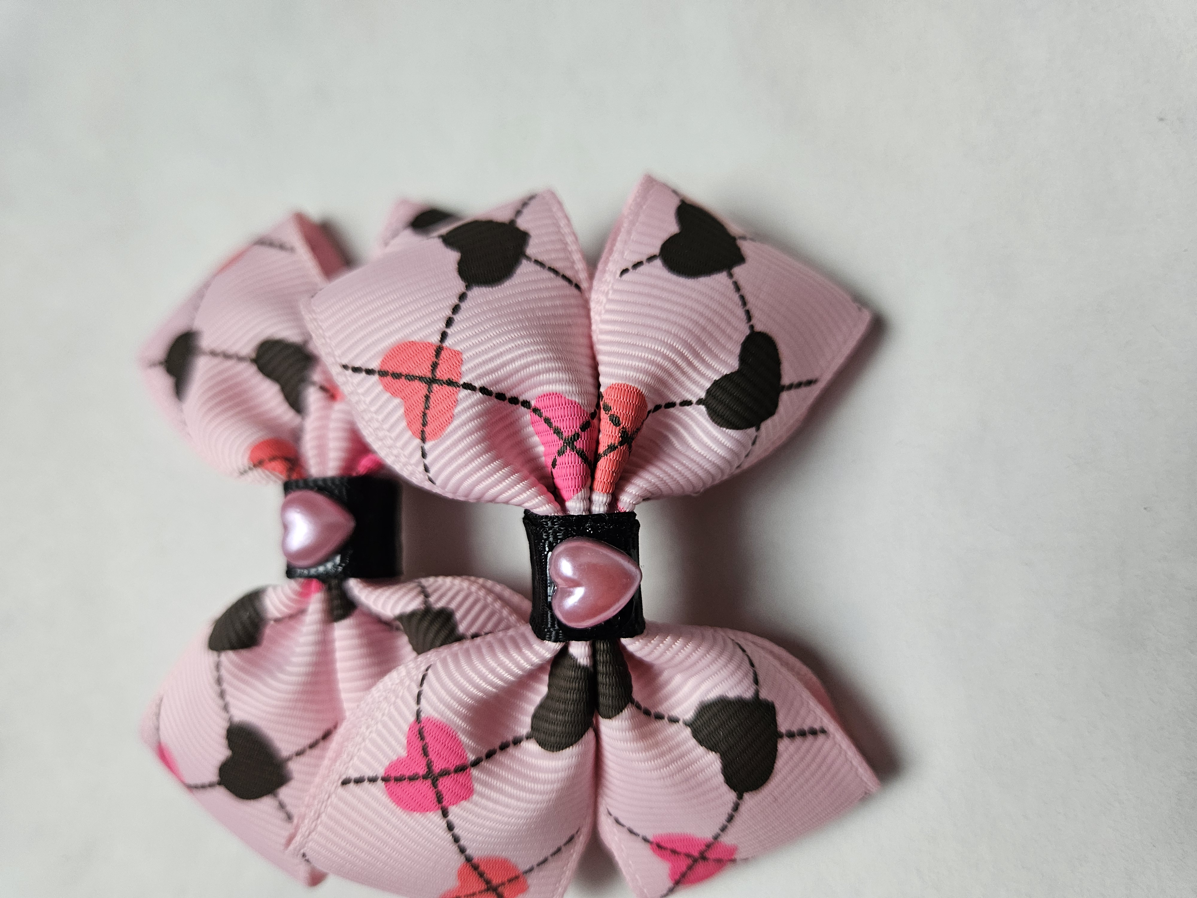 Handmade Pink Heart Hair Bow