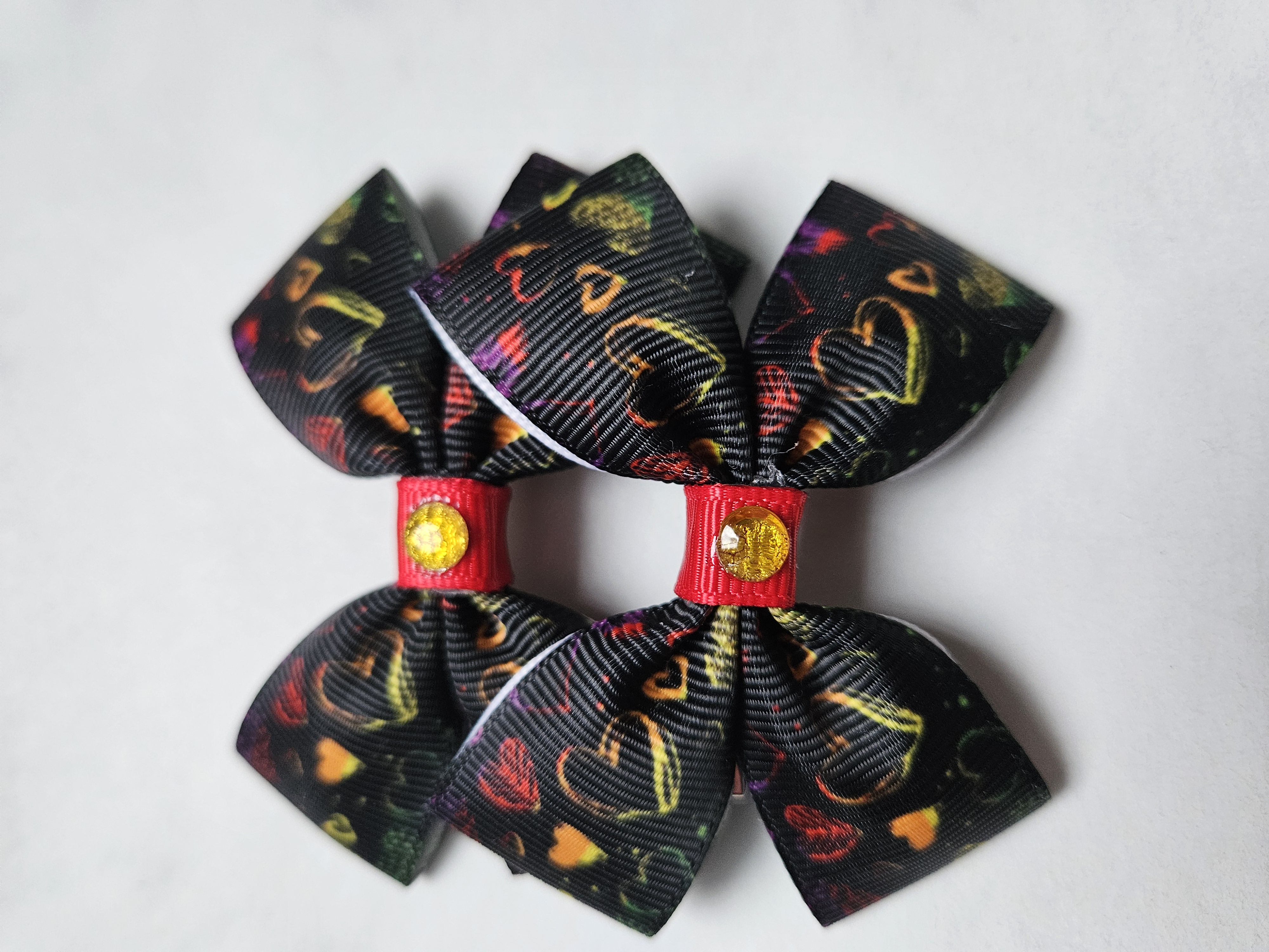 Handmade Black Heart Hair Bow