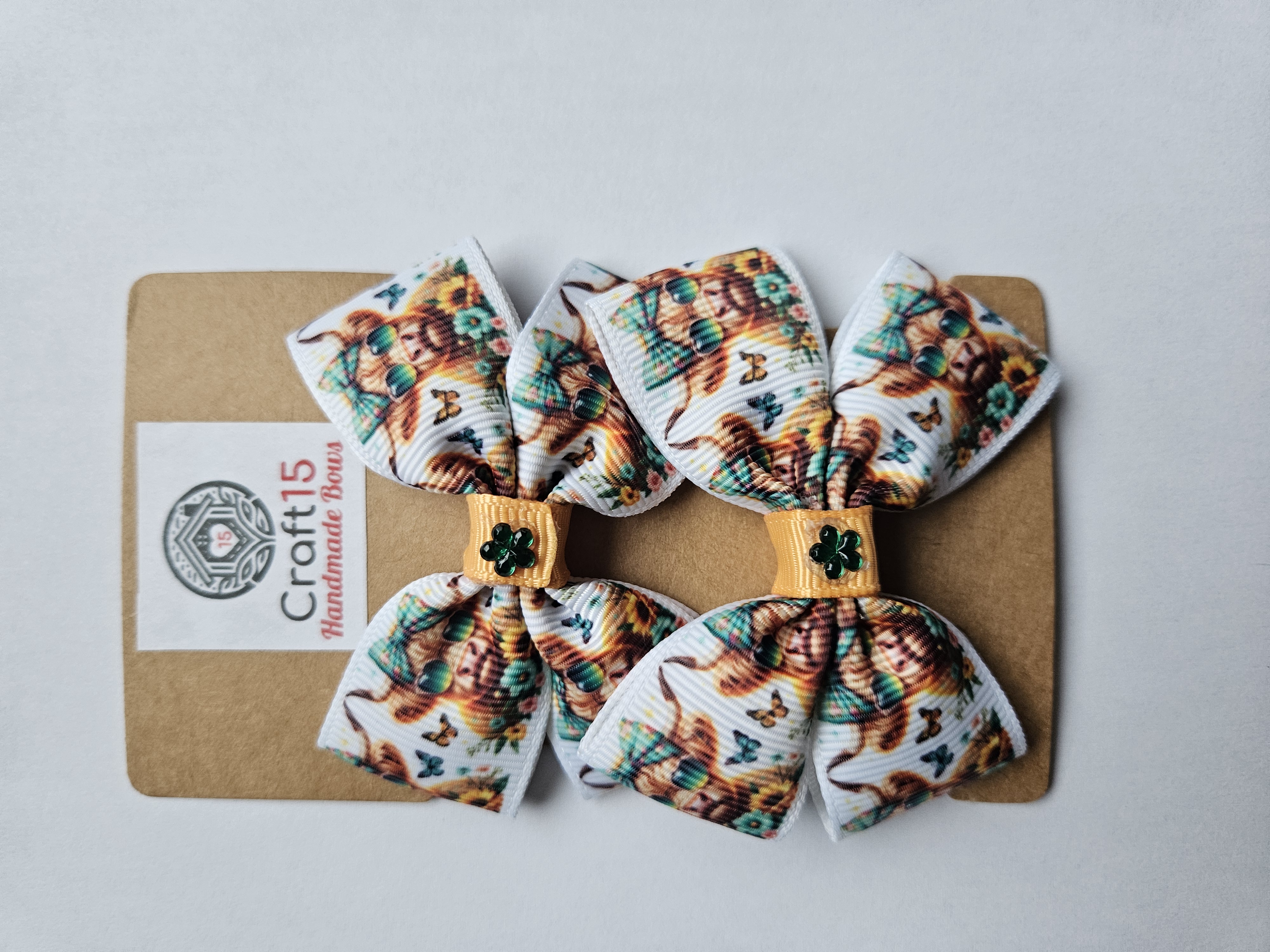 Handmade Hair Bow Set – Highland Cow