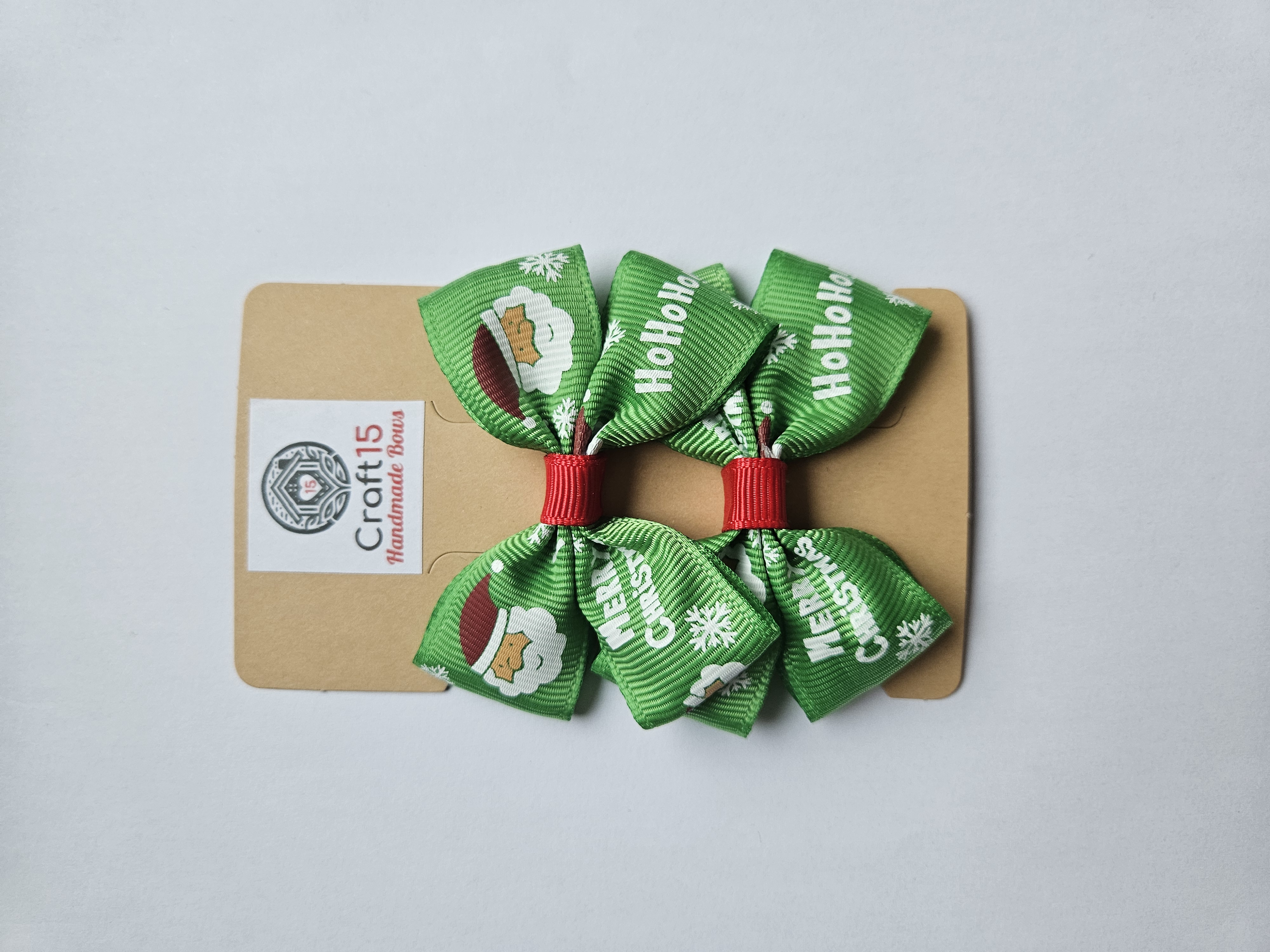 🎁 Christmas Printed Pigtail Bow Collection – Festive Character Designs