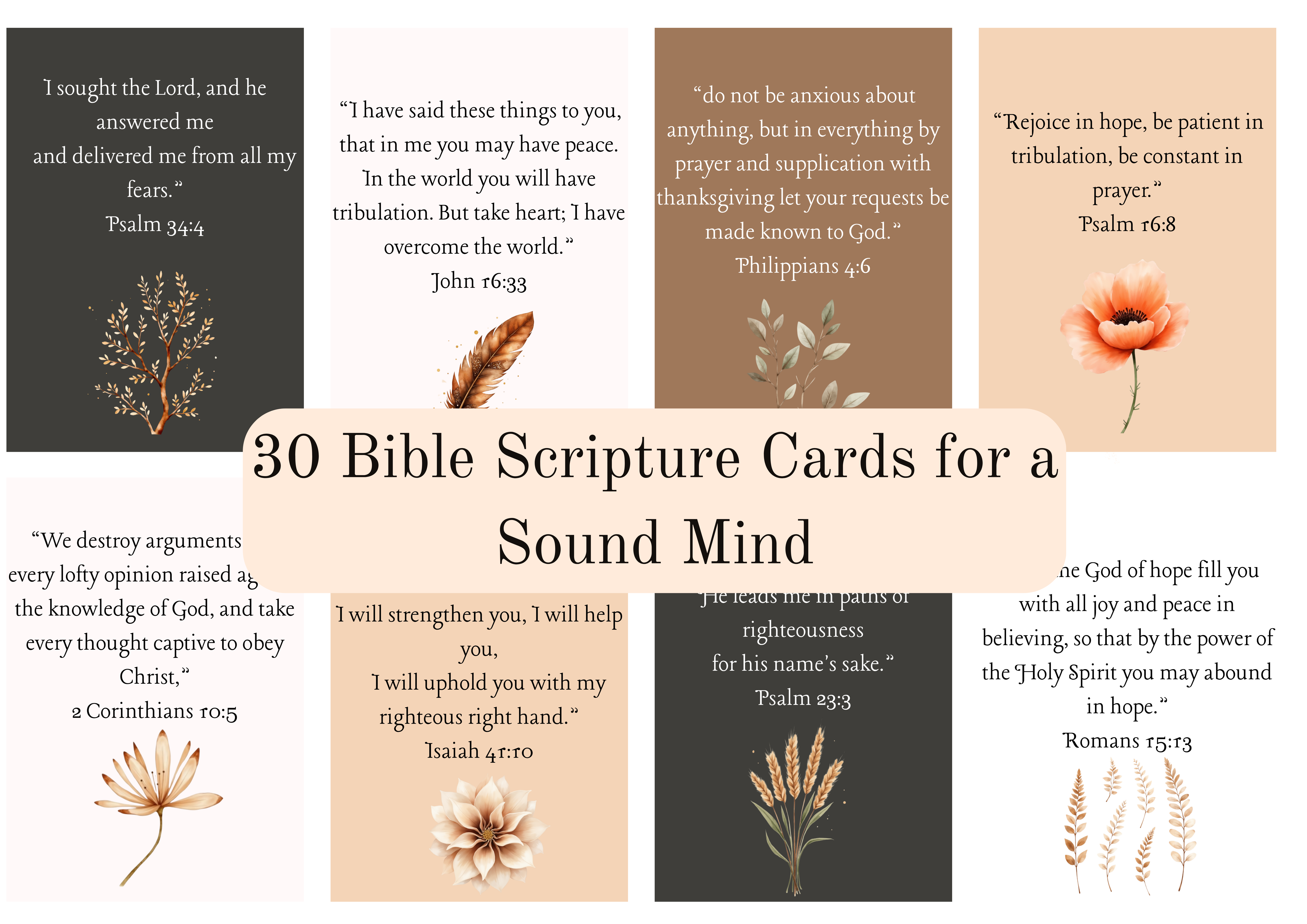 30 Bible Scripture Cards for a Sound Mind