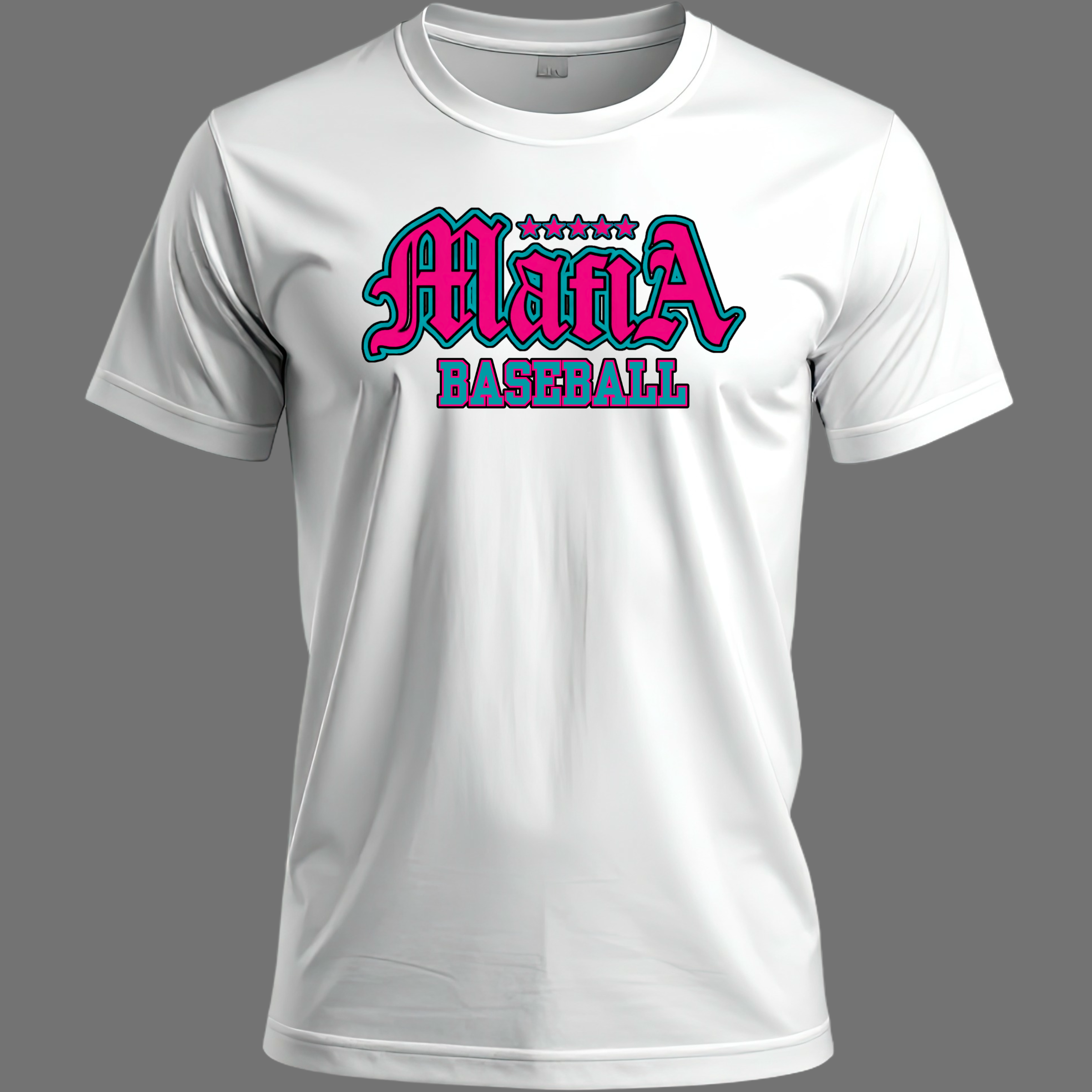 Pink and Teal Mafia Baseball DrifitTee