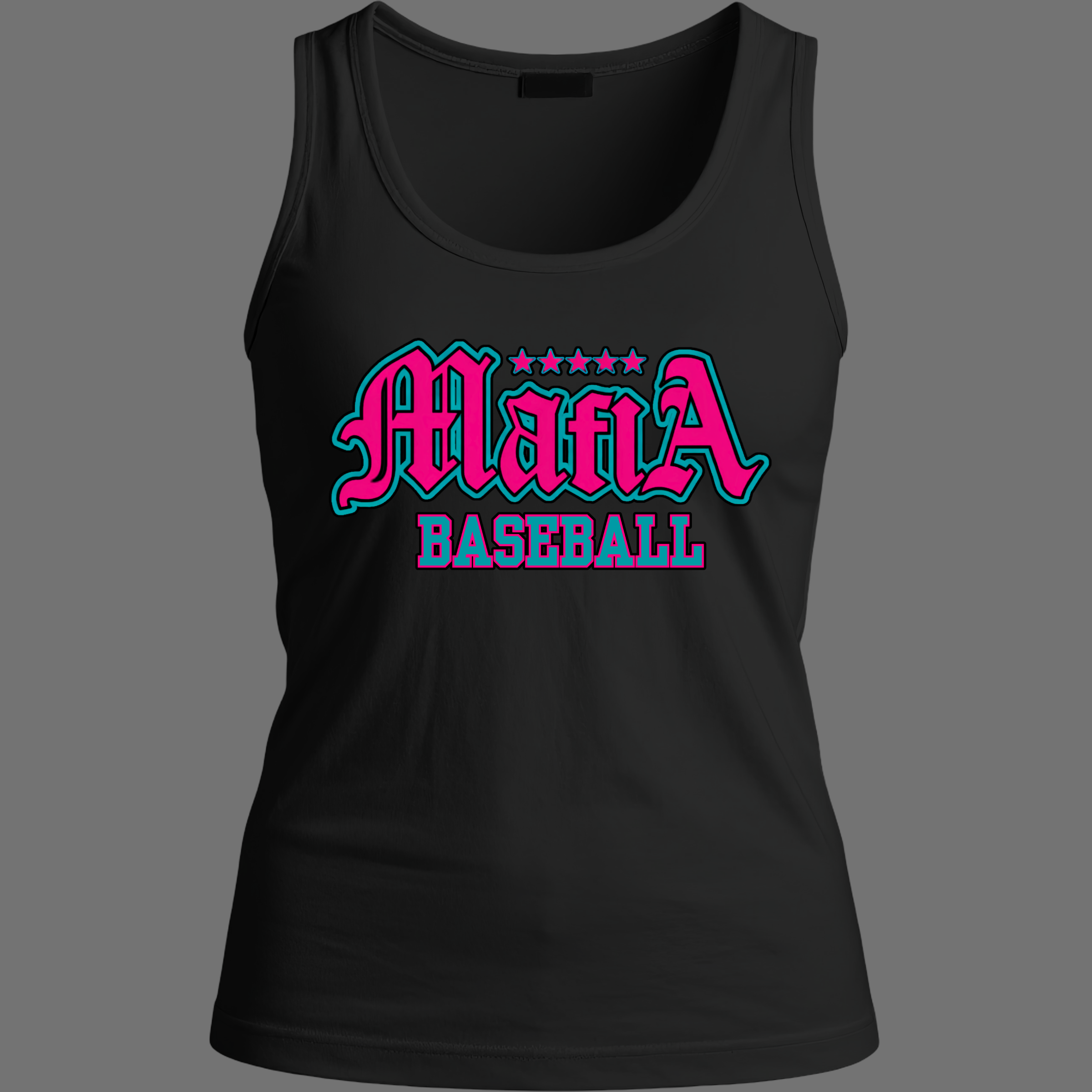Pink and Teal Mafia Baseball Tank Top