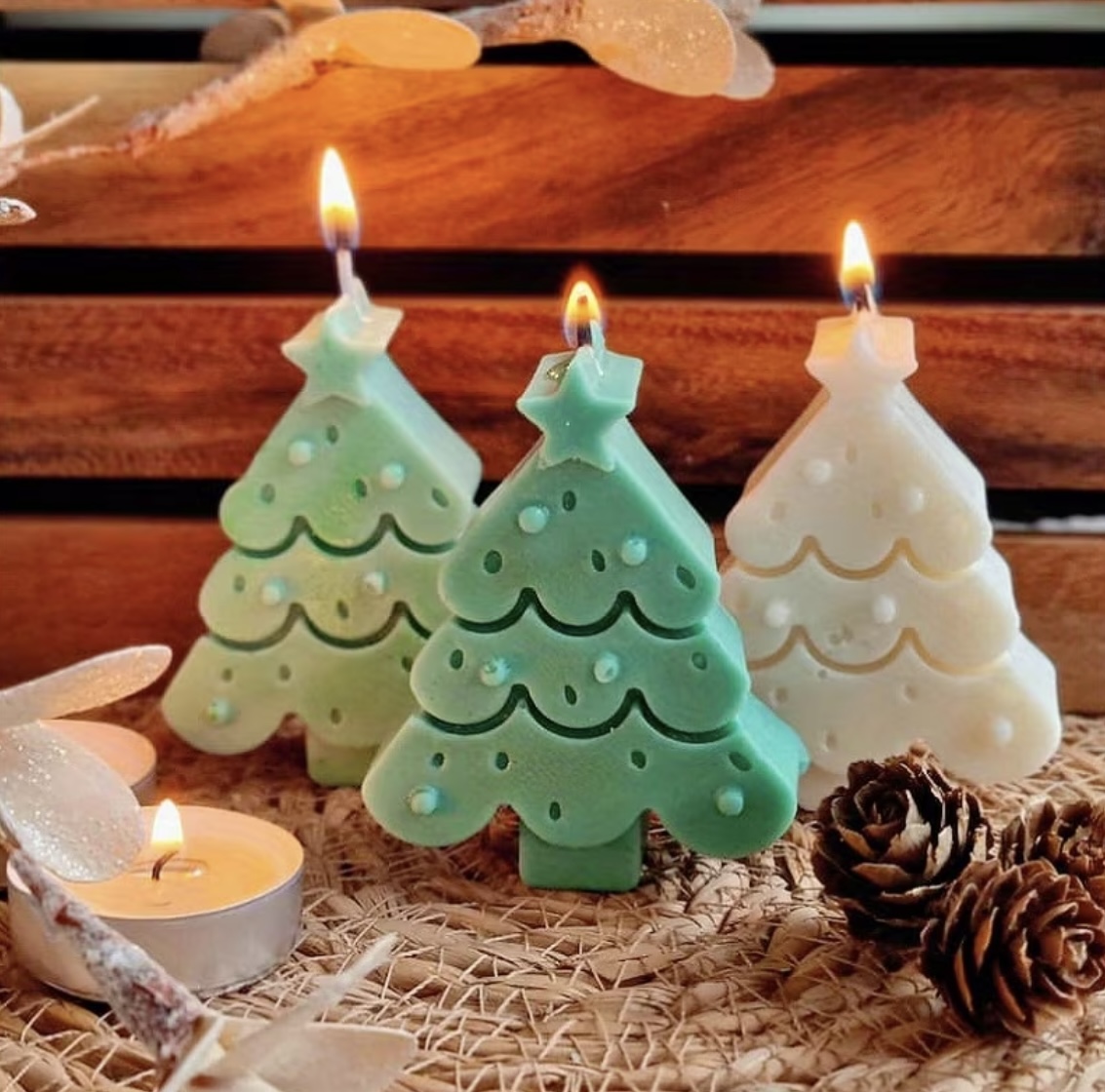 🕯 Vela “Arbolito de Navidad” juego de 3 velas