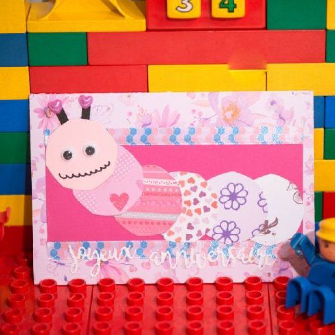 Carte : Chenille rose