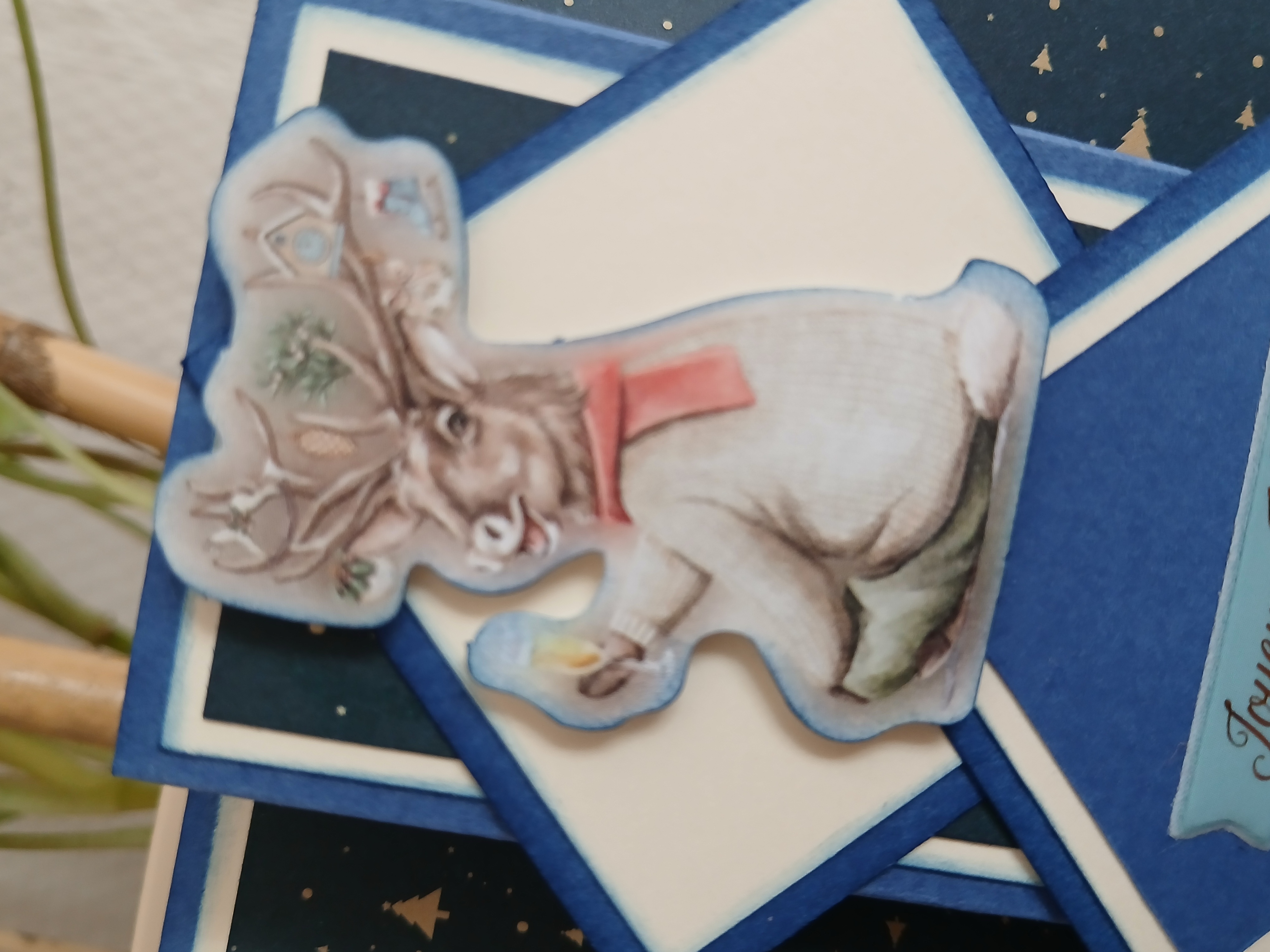 Carte : La famille cerf au chaud dans sa maison