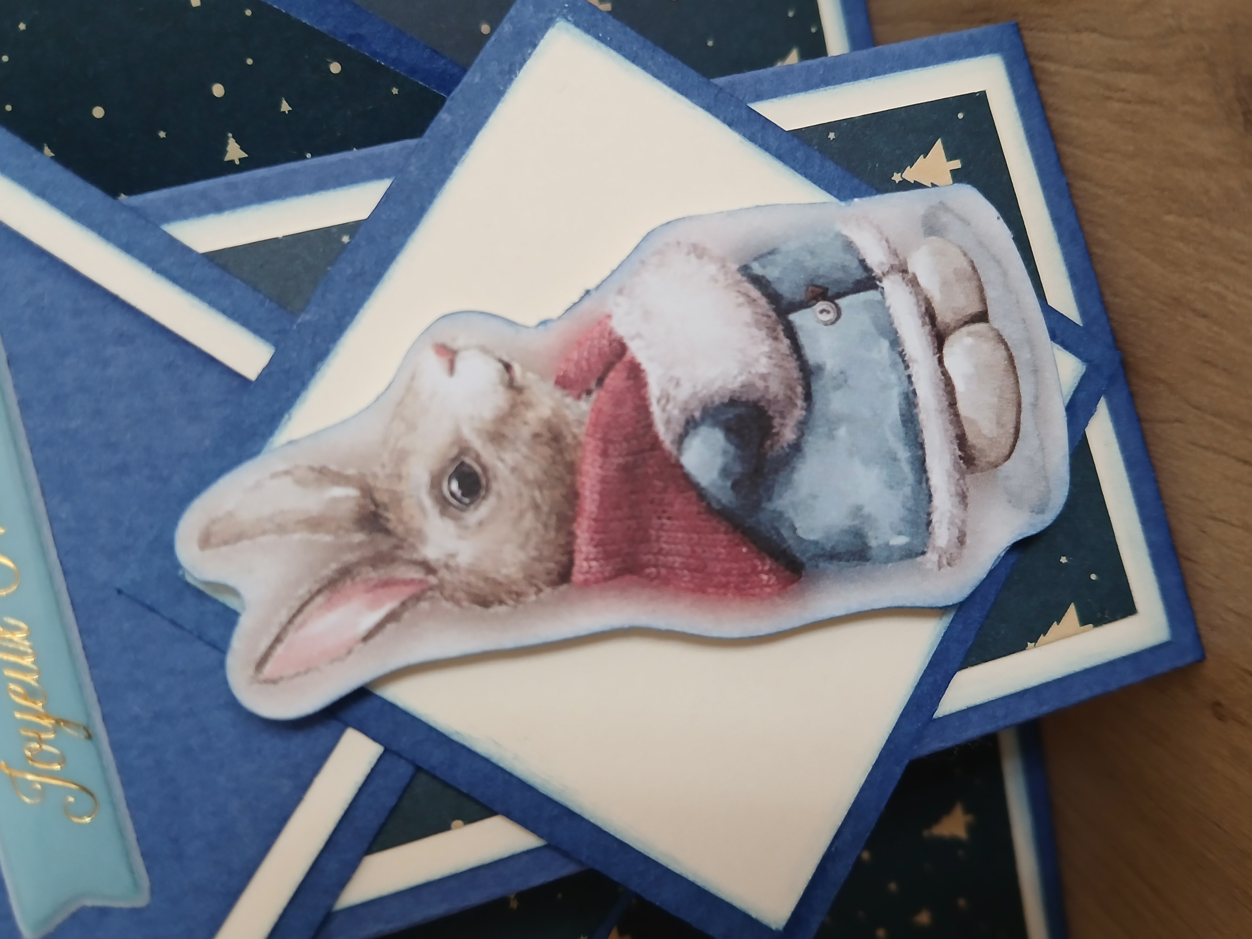 Carte : Le Noël de la famille lapin