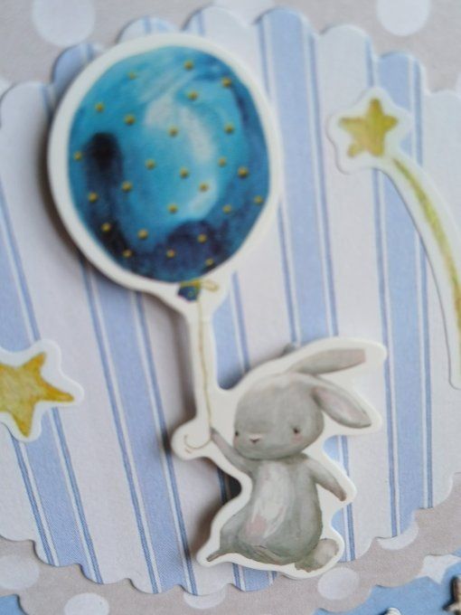 Carte : Petit lapin en apesanteur.