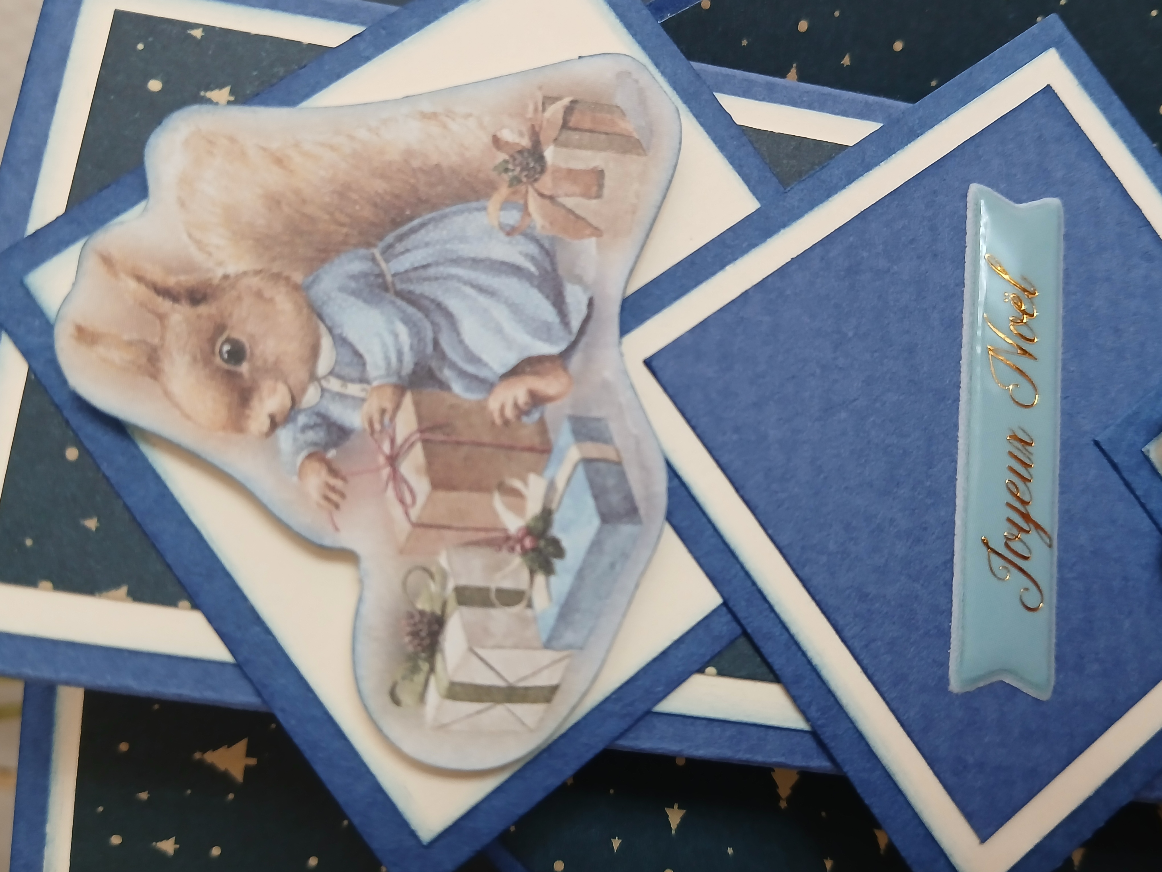 Carte : Le Noël de la famille lapin