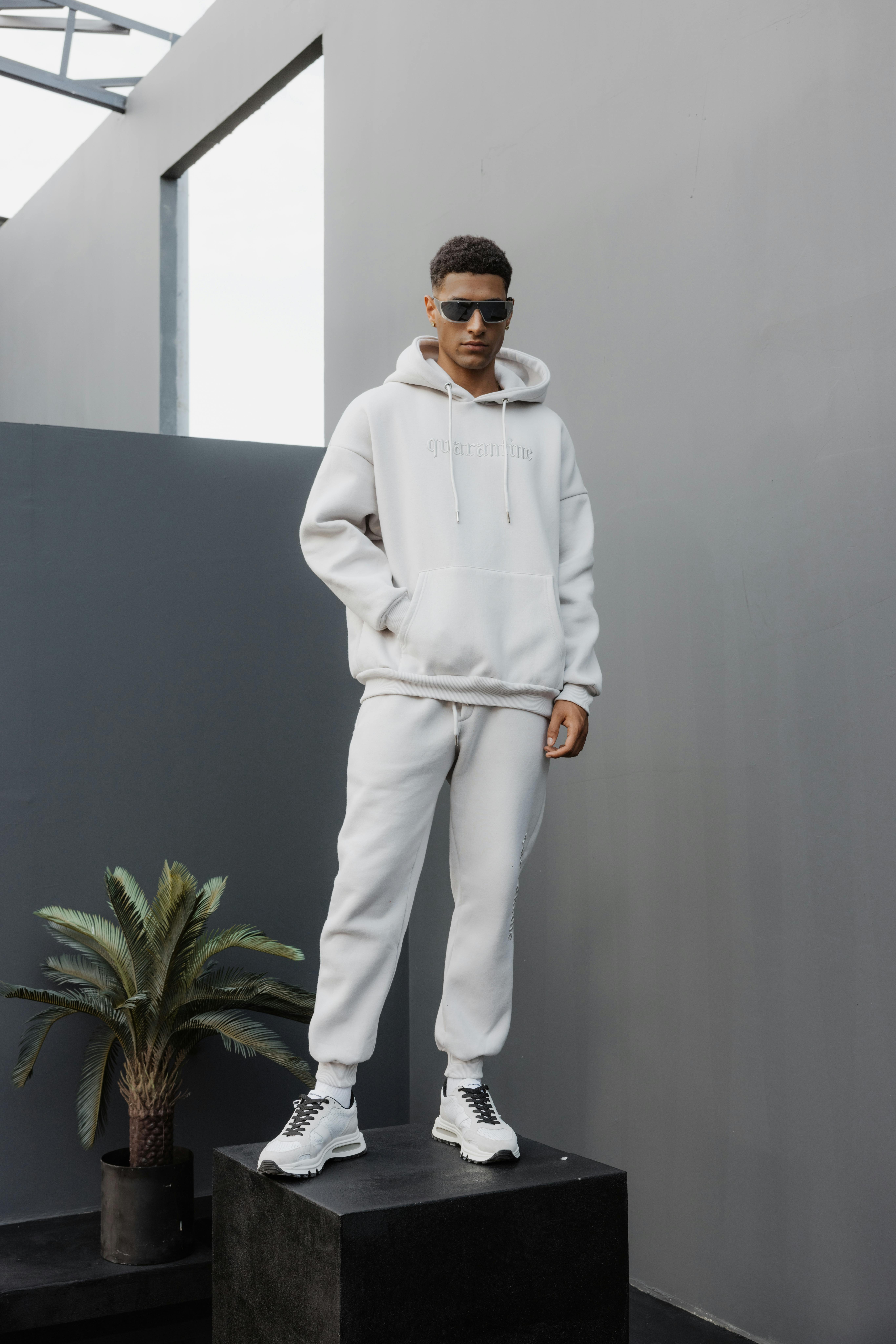White Hoodie and Sweatpants Set