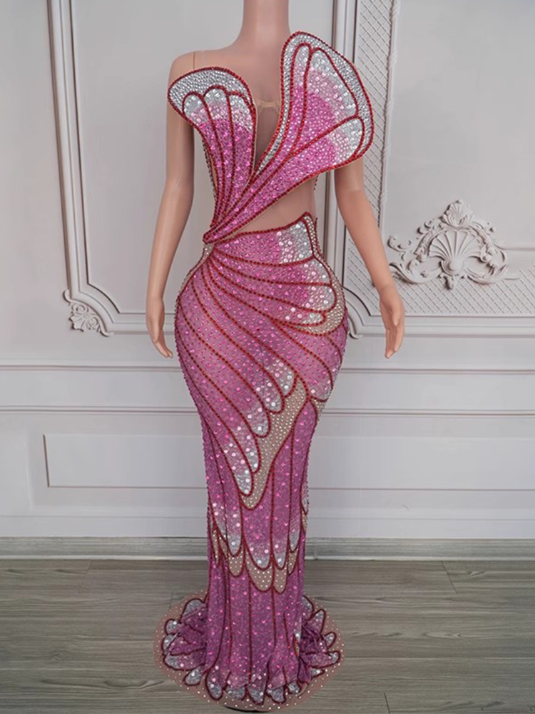 Luxurious Rhinestone Elastic Dress