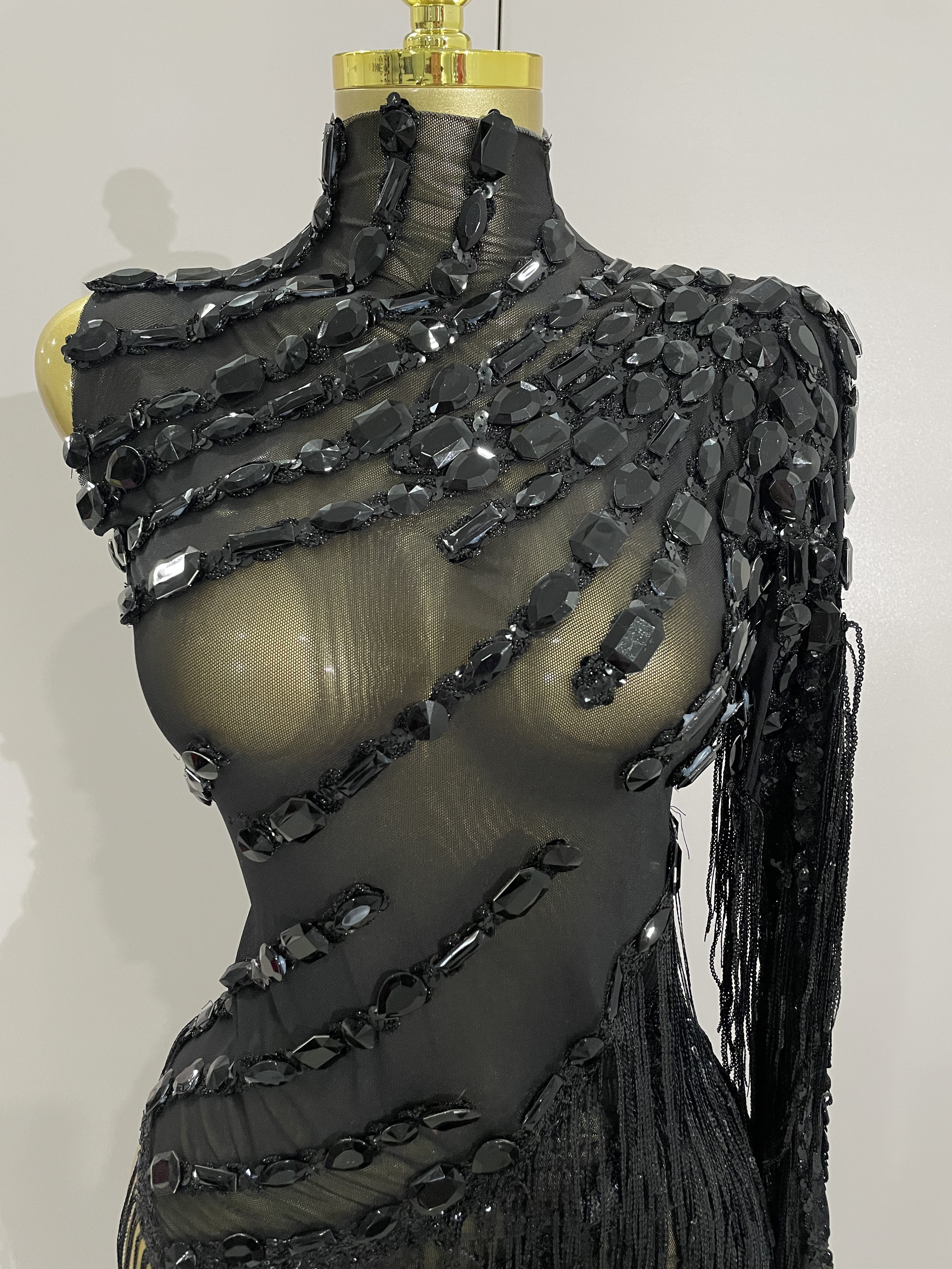 Black Sequin Fringe Dance Dress