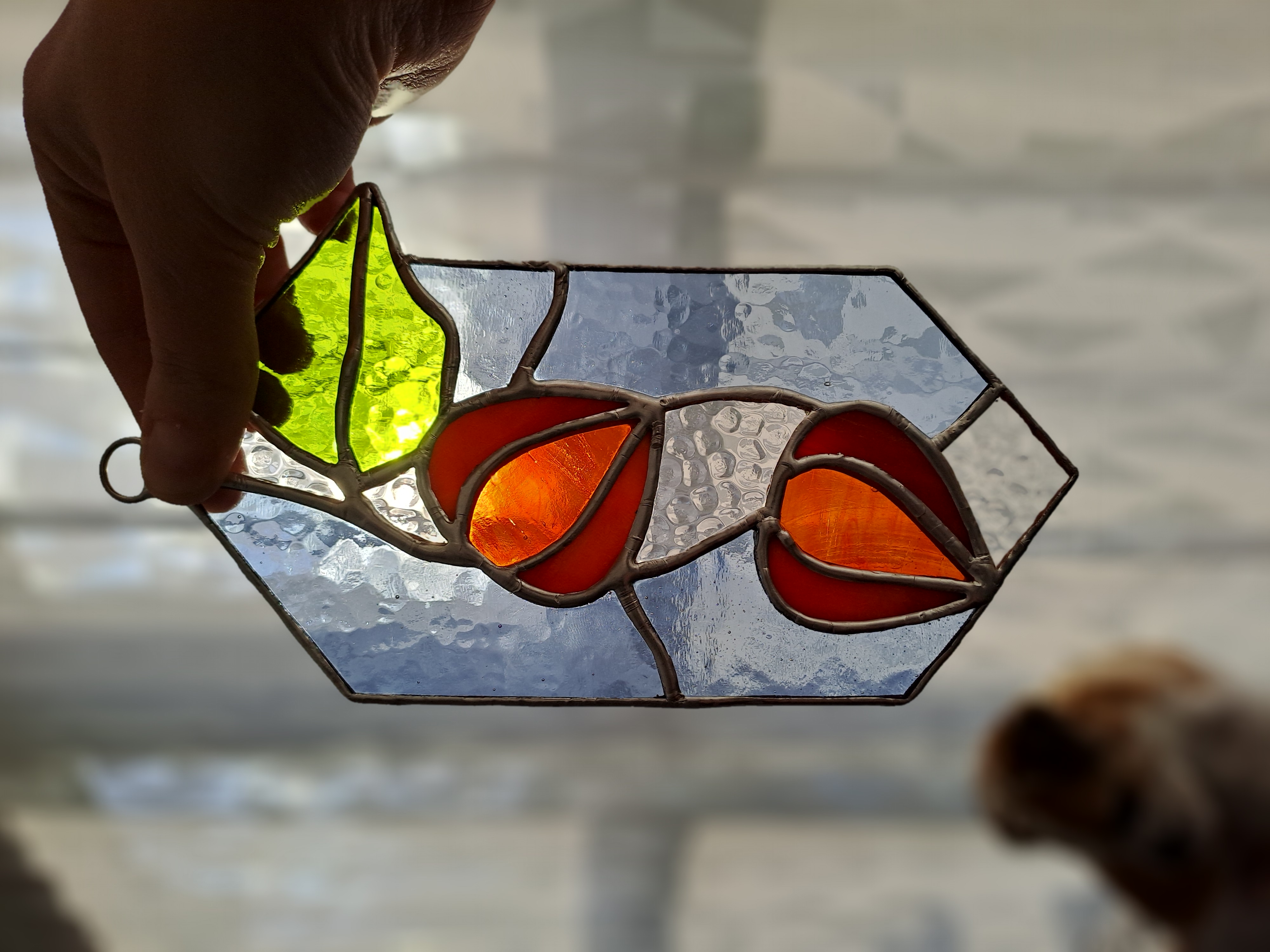 Chinese Lantern Plant Stained Glass Piece