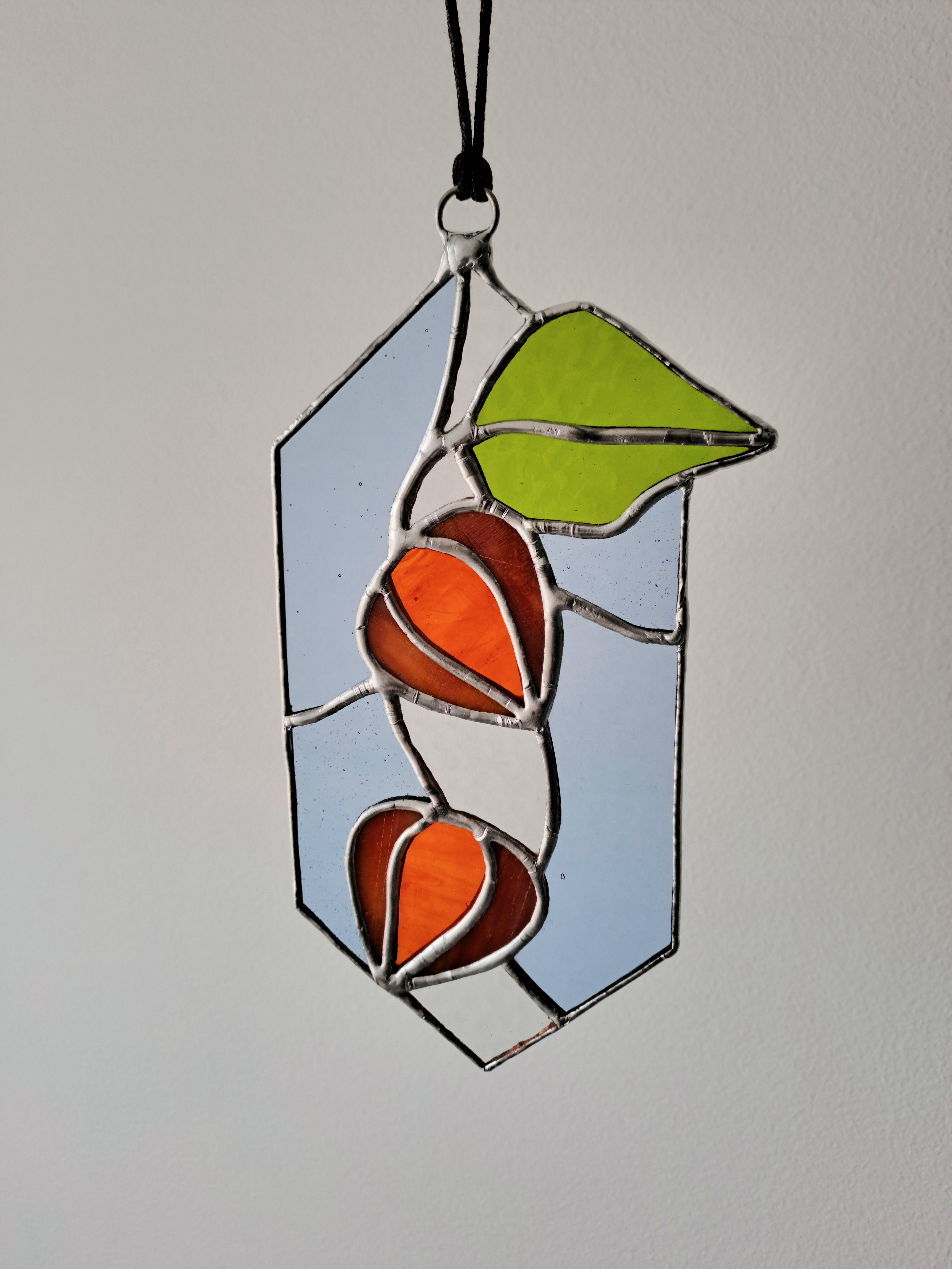 Chinese Lantern Plant Stained Glass Piece