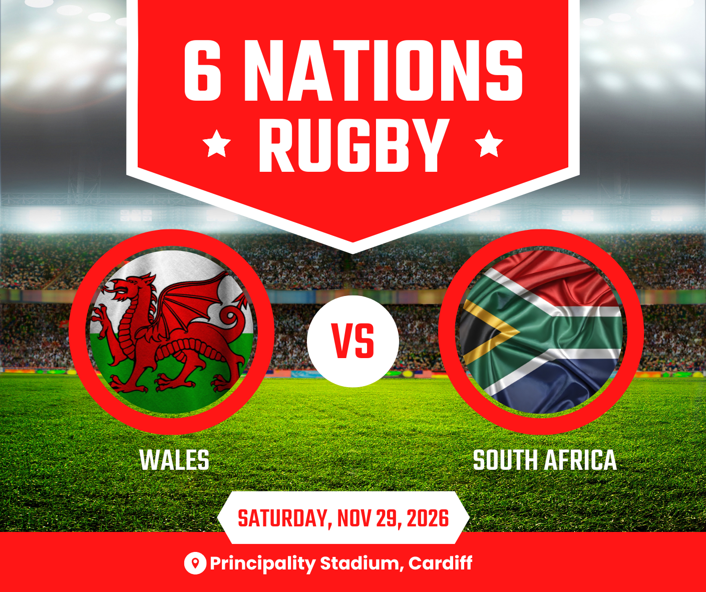 Wales Versus South Africa - Autumn Internationals 2025