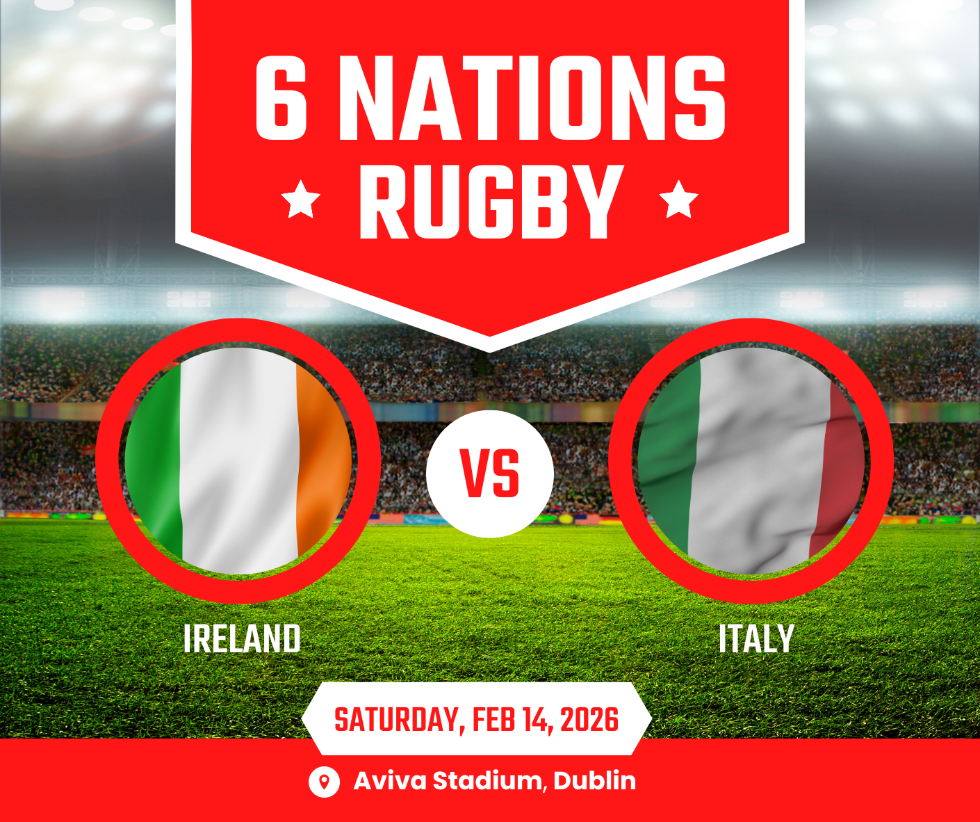 Ireland Versus Italy - Six Nations Tickets