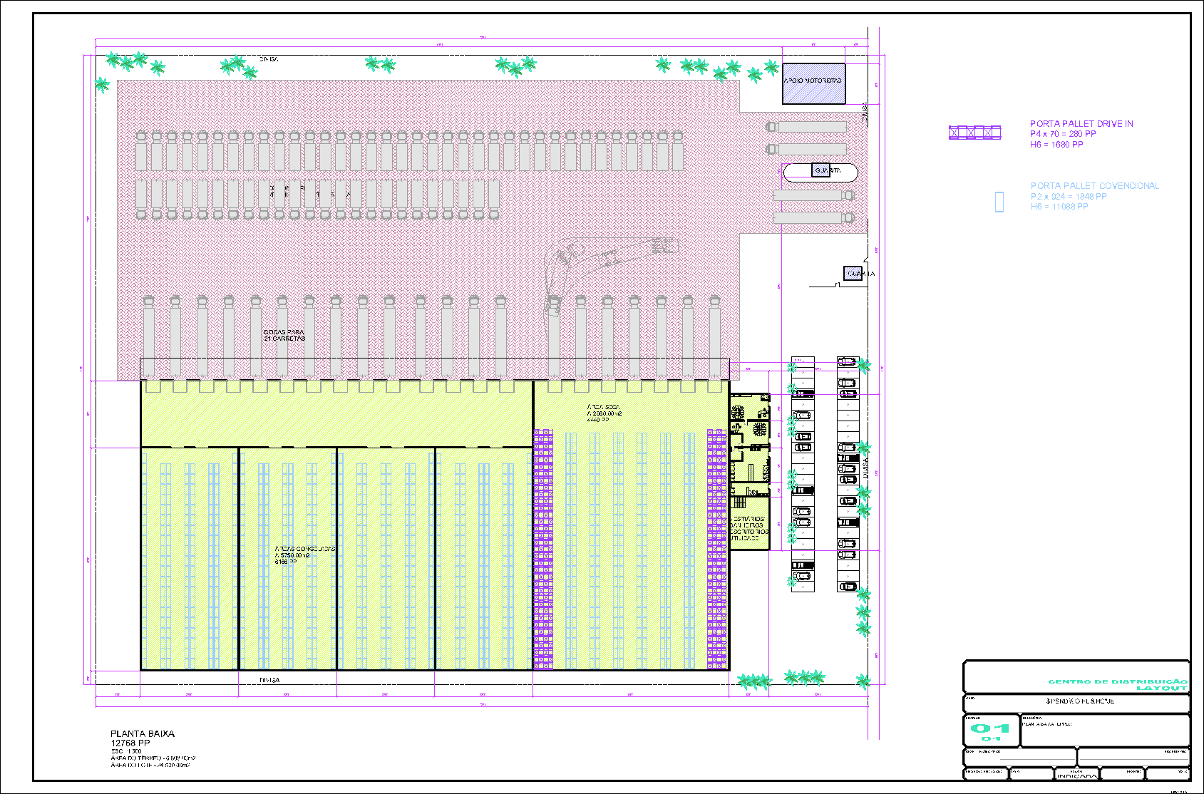 Centro de Distribuição, 12768 porta pallets, 1 prancha A1