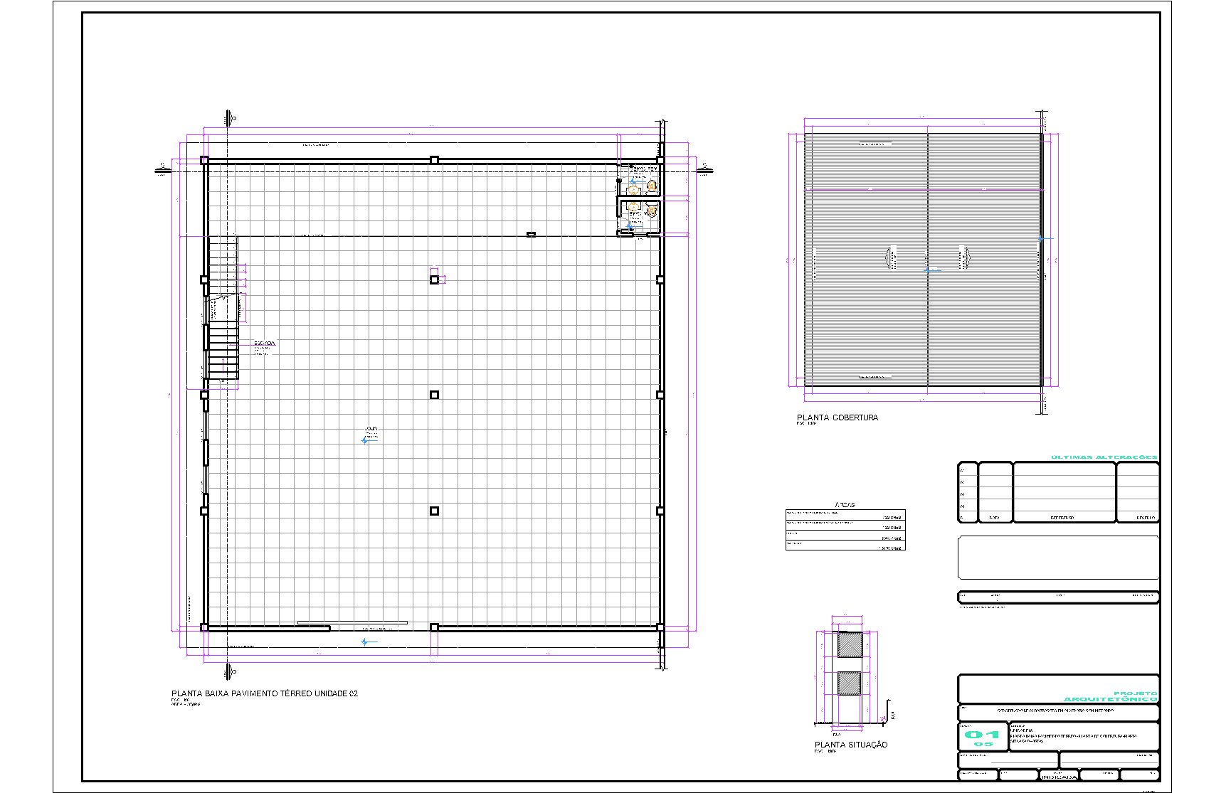 Barracão duplo, arquitetônico, 5 pranchas A1