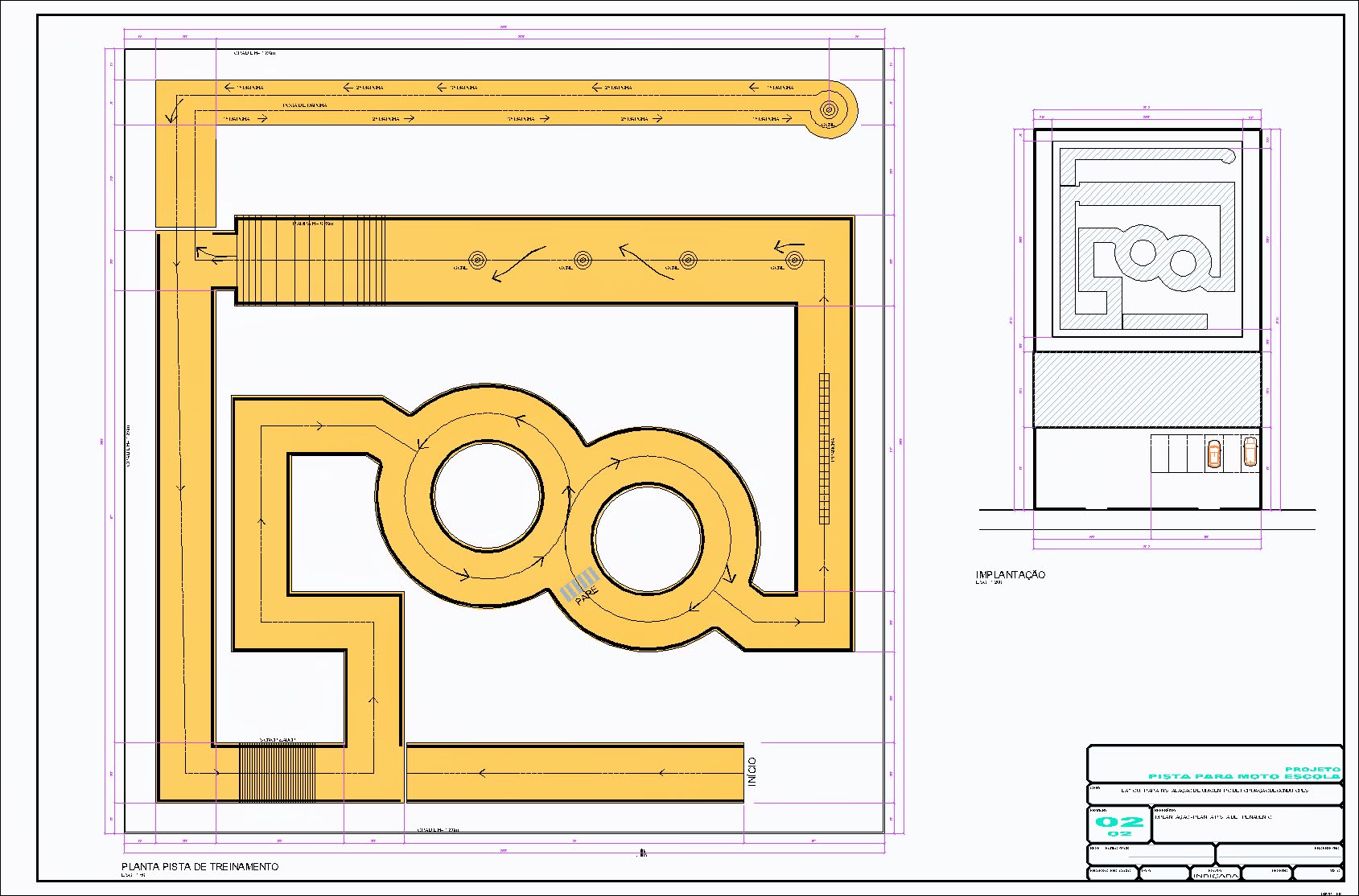 Pista para Moto Escola, local de treinamento, 2 pranchas A1