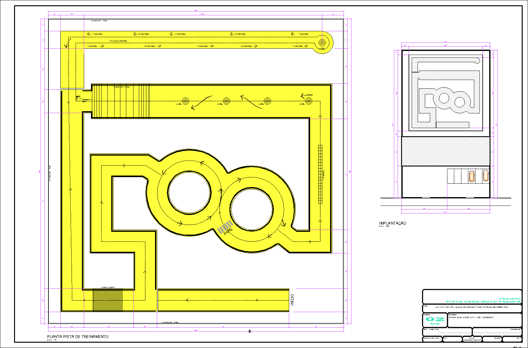 Pista para Moto Escola, local de treinamento, 2 pranchas A1