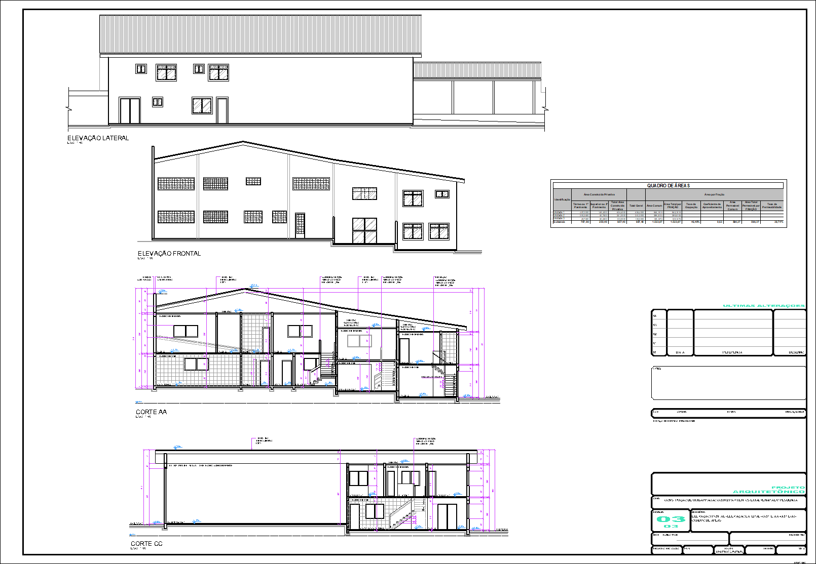 Barracão, residência, arquitetônico, 3 pranchas A1