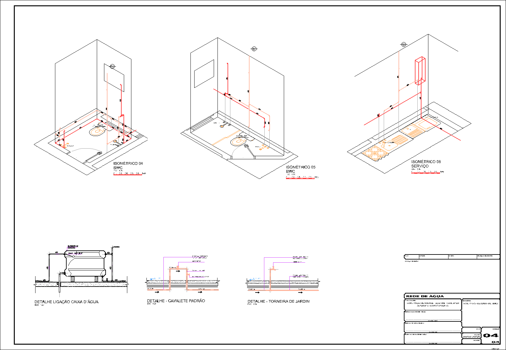 Prédio, 6 aptos., água fria, água quente, 4 pranchas A1