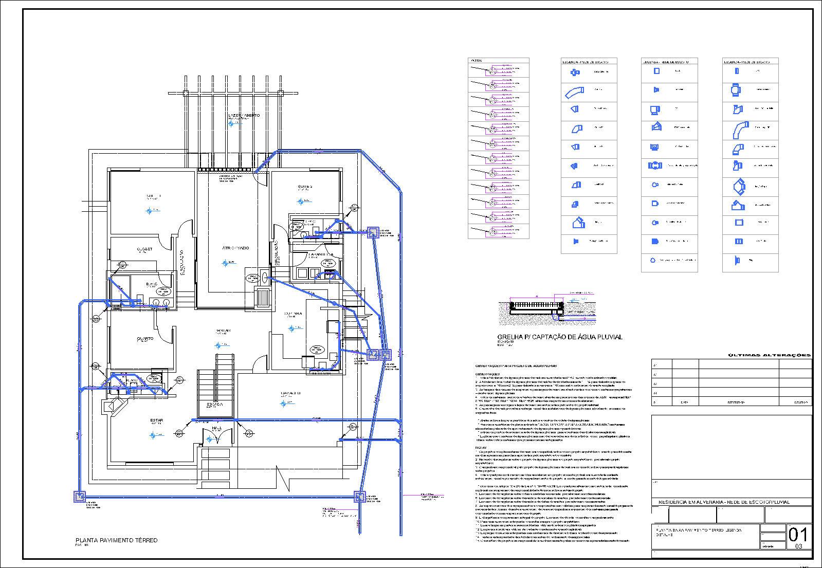 Residência, esgoto, 3 pranchas A1