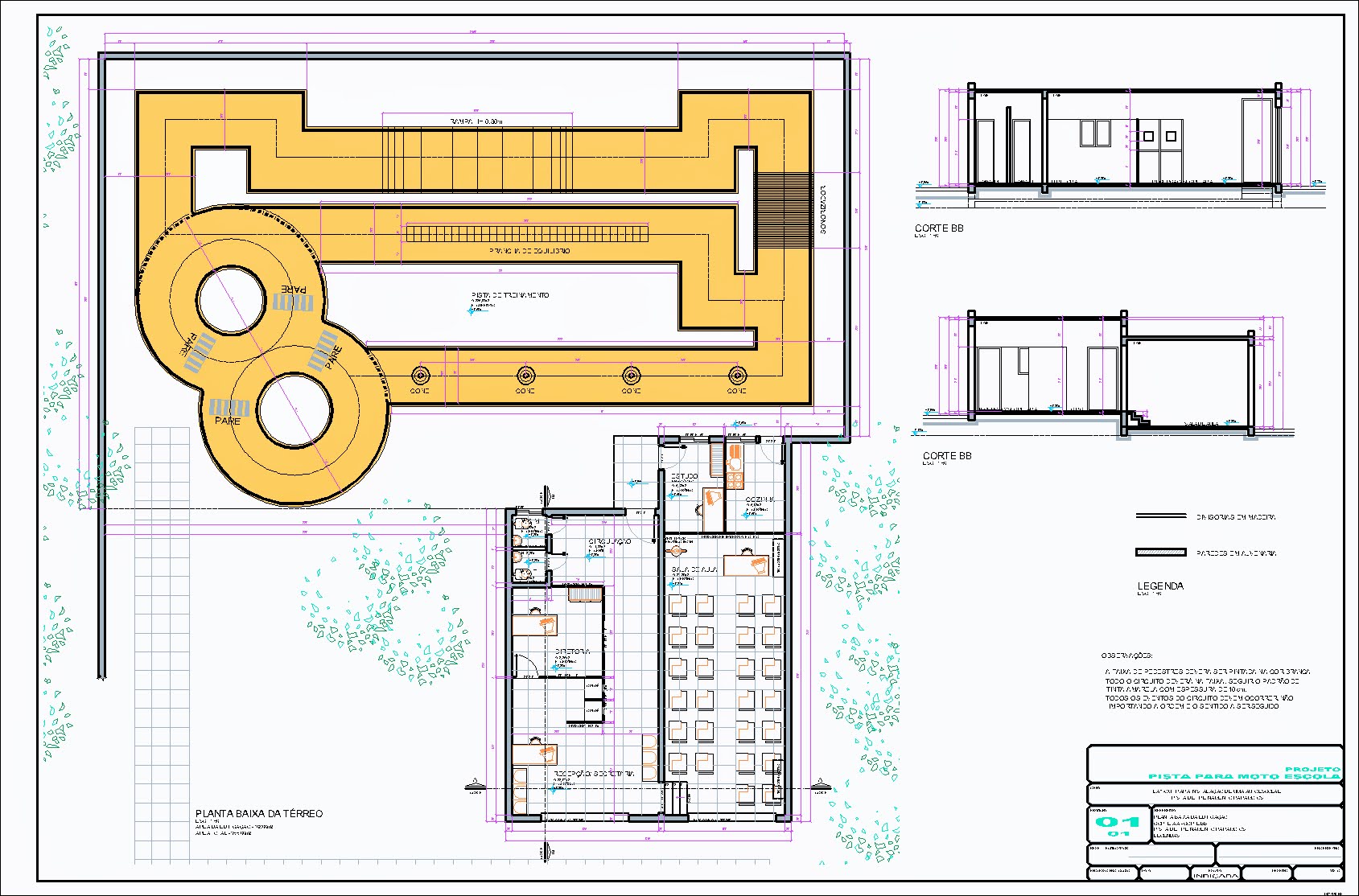 Pista para Moto Escola, local de treinamento, 1 prancha A1