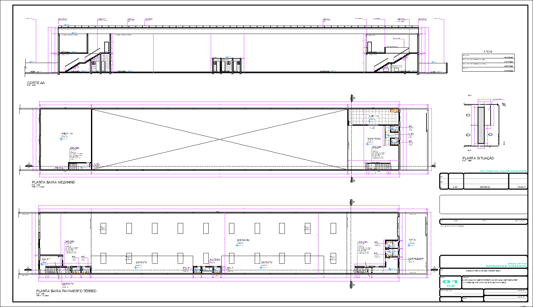Barracão com mezanino, arquitetônico, 2 pranchas A1