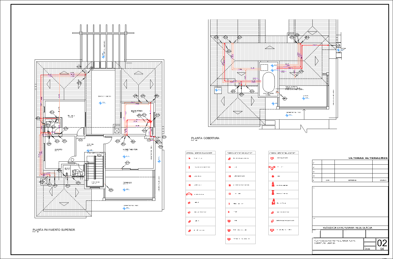 Residência, água fria, água quente, 4 pranchas A1