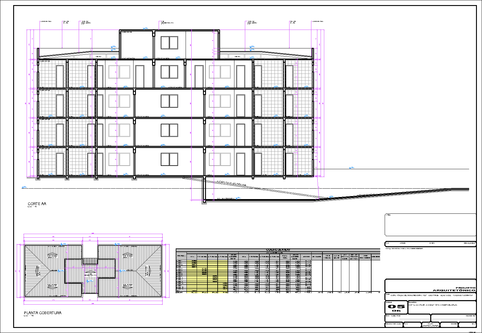 Prédio, 16 aptos., arquitetônico, 6 pranchas A1