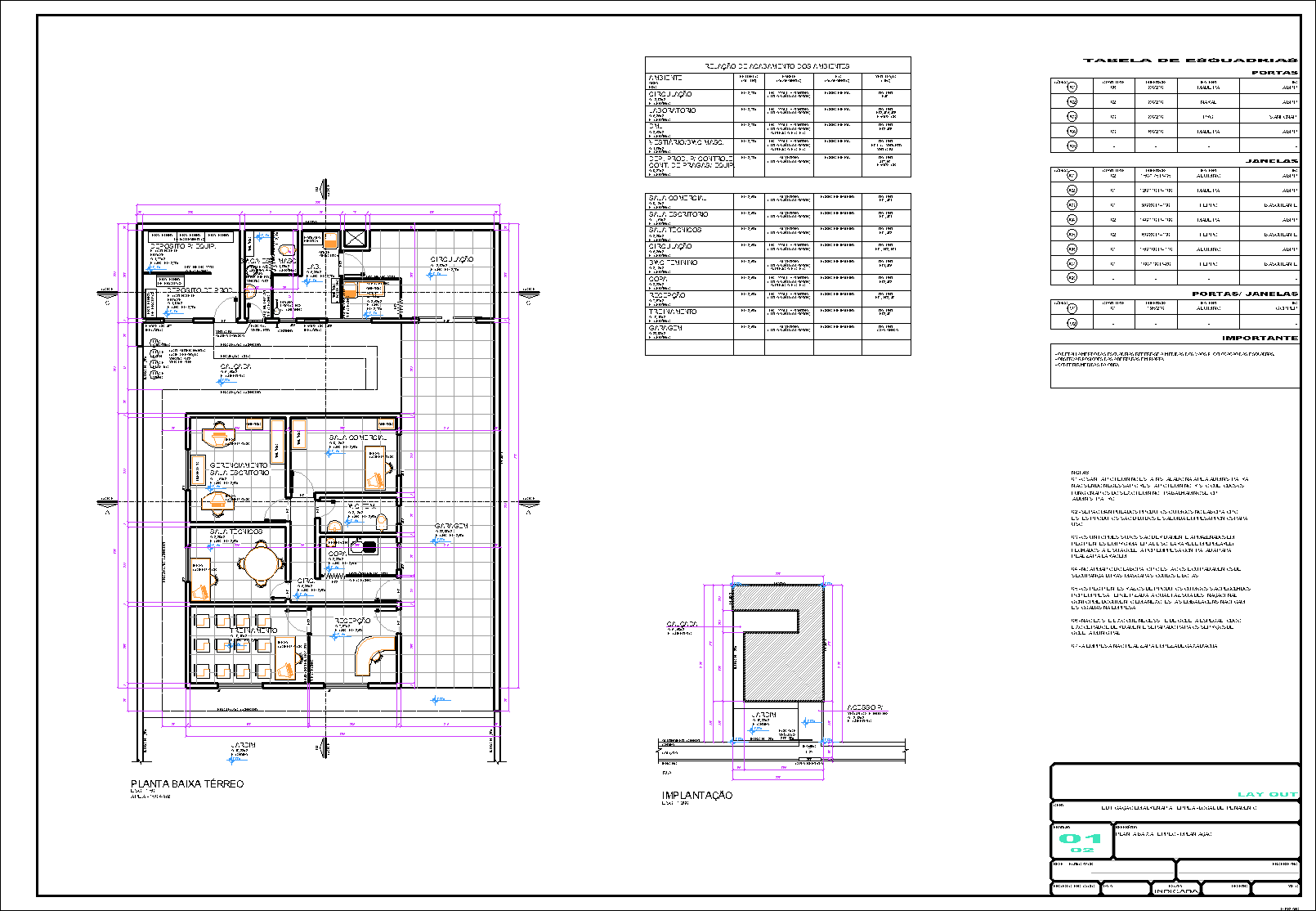 Local de treinamento, arquitetônico, 2 pranchas A1
