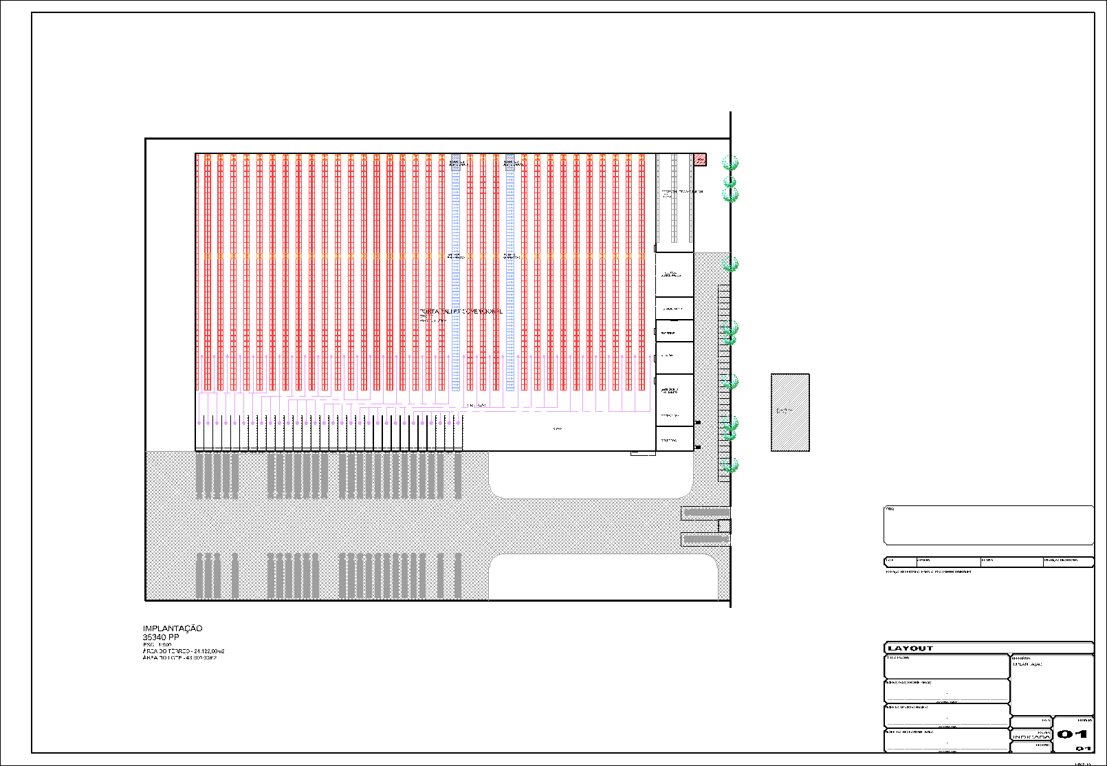 Centro de Distribuição, 35340 porta pallets, 1 prancha A1