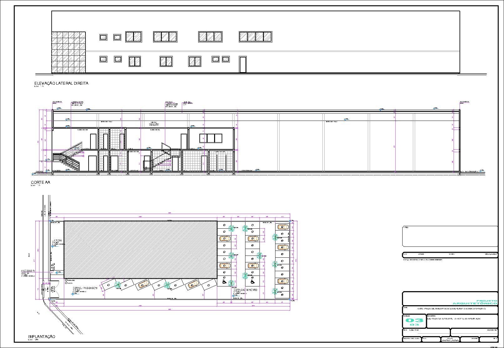 Barracão, arquitetônico, 3 pranchas A1