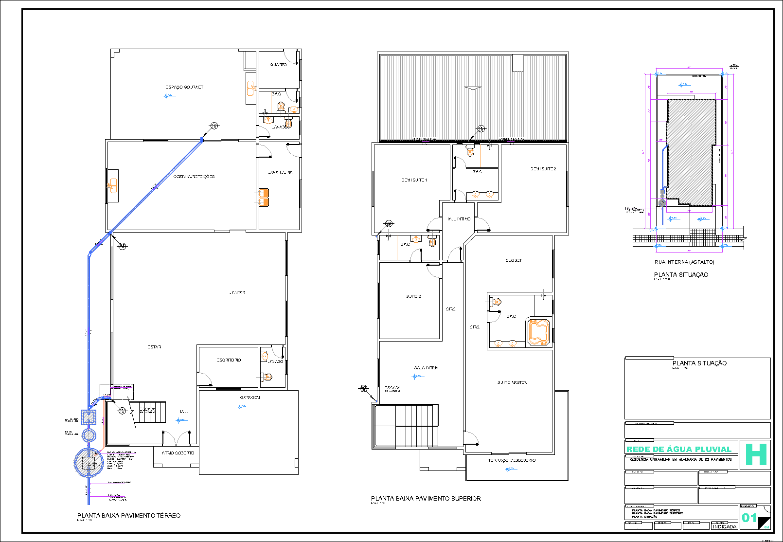 Residência, pluvial, 3 pranchas A1