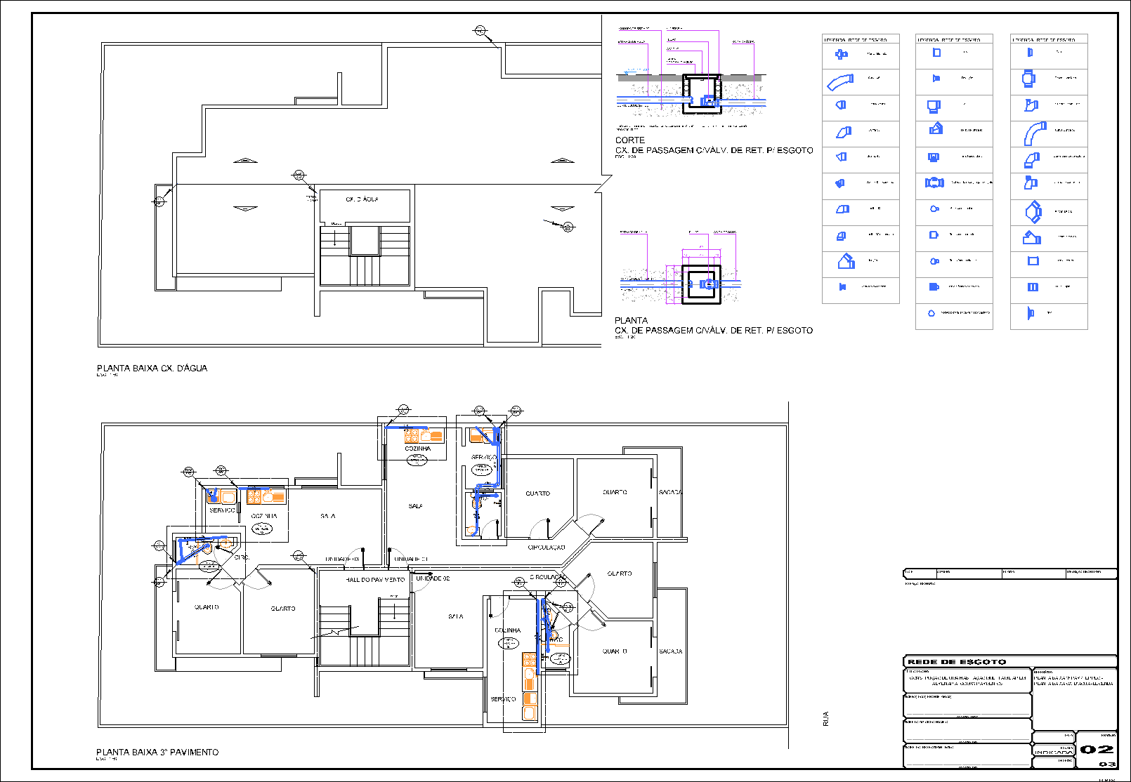 Prédio, 6 aptos., esgoto, 3 pranchas A1