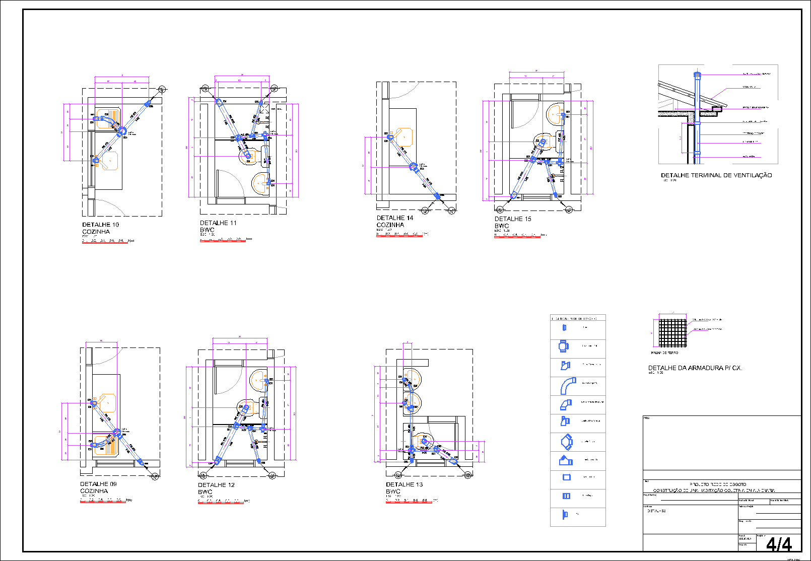 Prédio, 8 aptos., esgoto, 4 pranchas A1