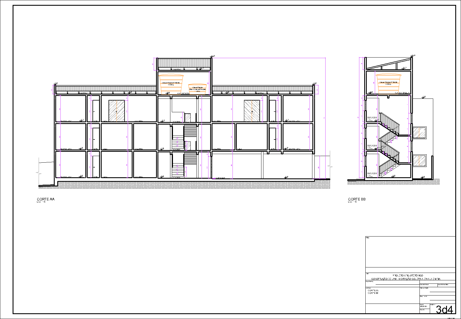 Prédio, 6 aptos., arquitetônico, 4 pranchas A1