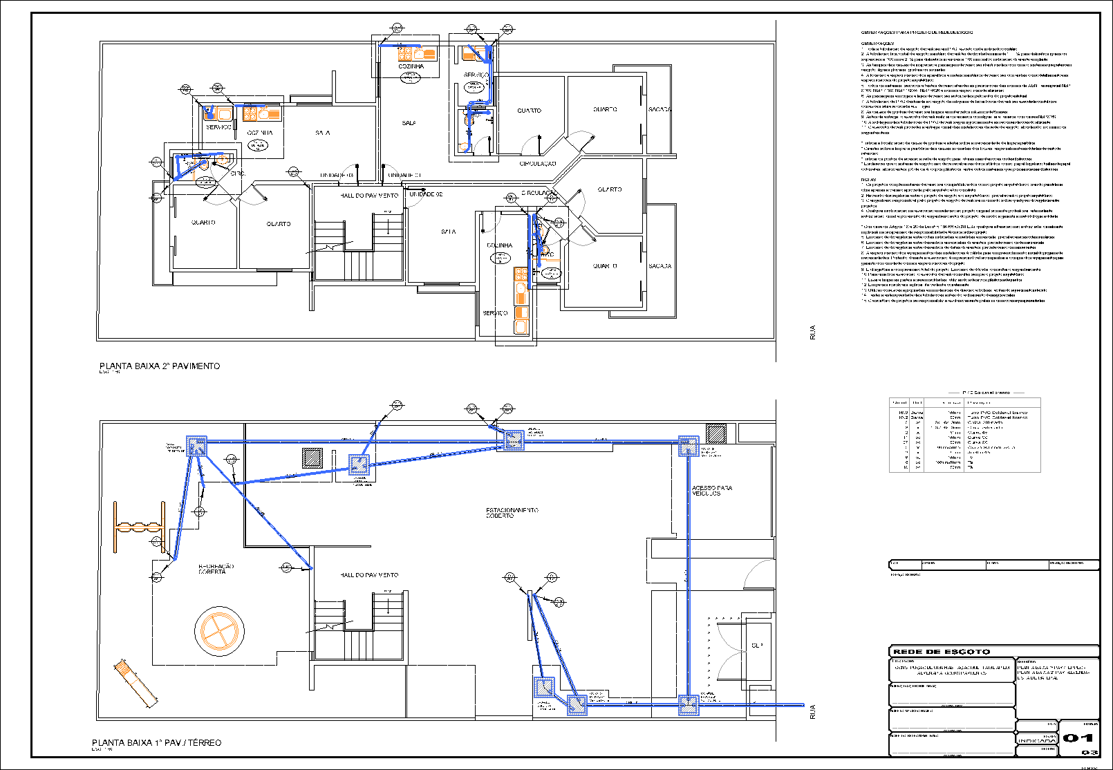 Prédio, 6 aptos., esgoto, 3 pranchas A1