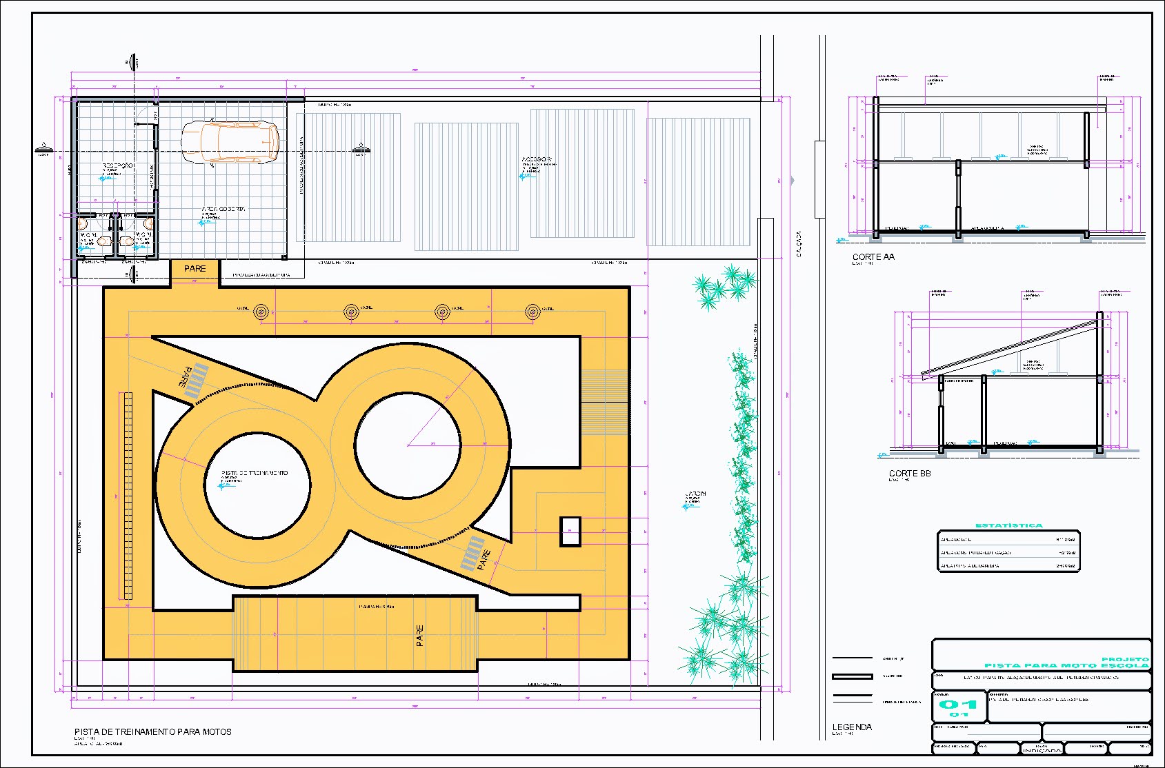 Pista para Moto Escola, 1 prancha A1