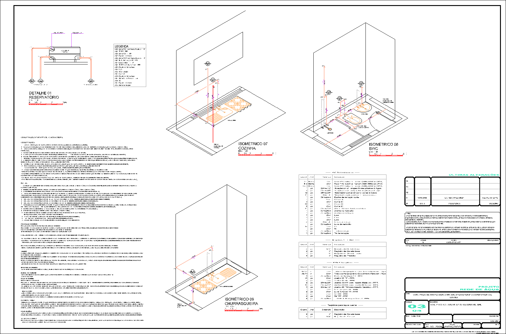 Residência, água fria, água quente, 4 pranchas A1