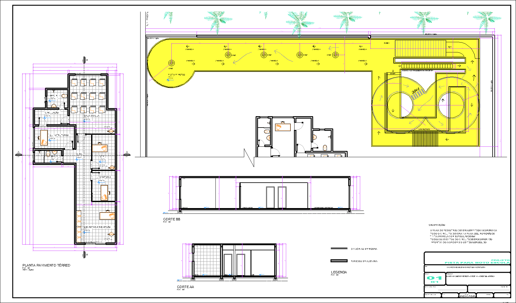 Pista para Moto Escola, local de treinamento, 1 prancha A1