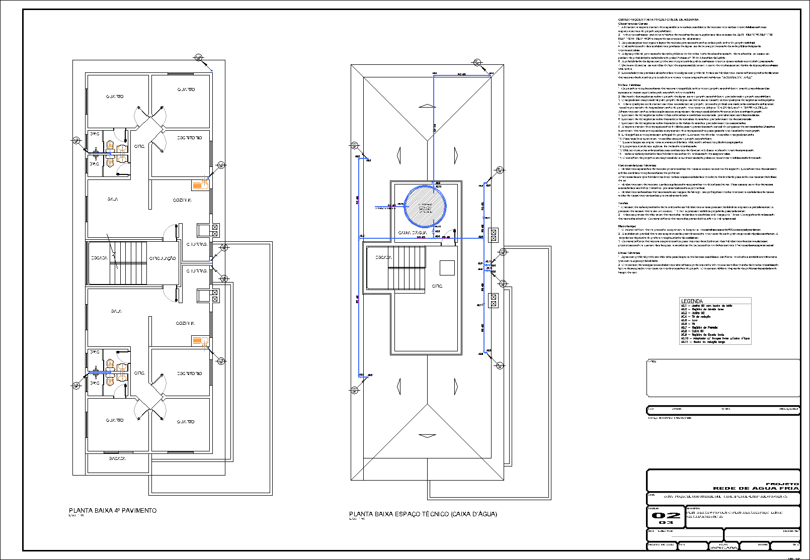 Prédio, 8 aptos., água fria, 3 pranchas A1