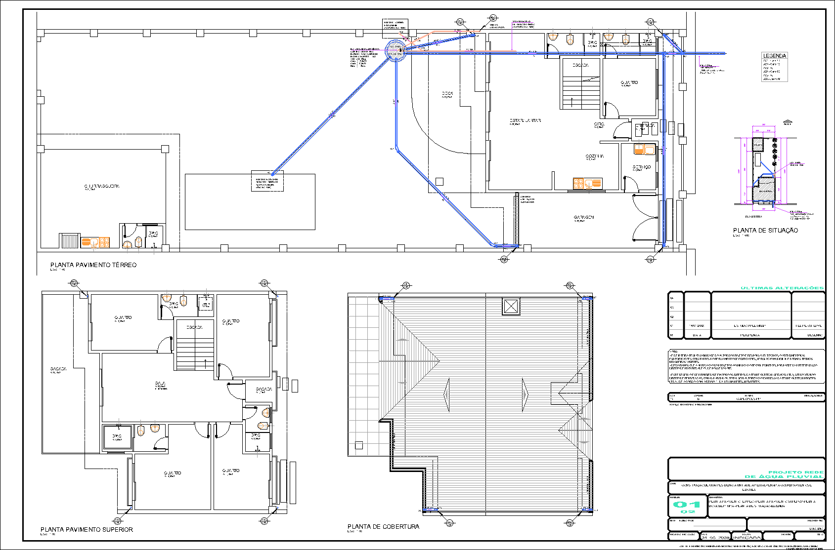 Residência com edícula, pluvial, 2 pranchas A1