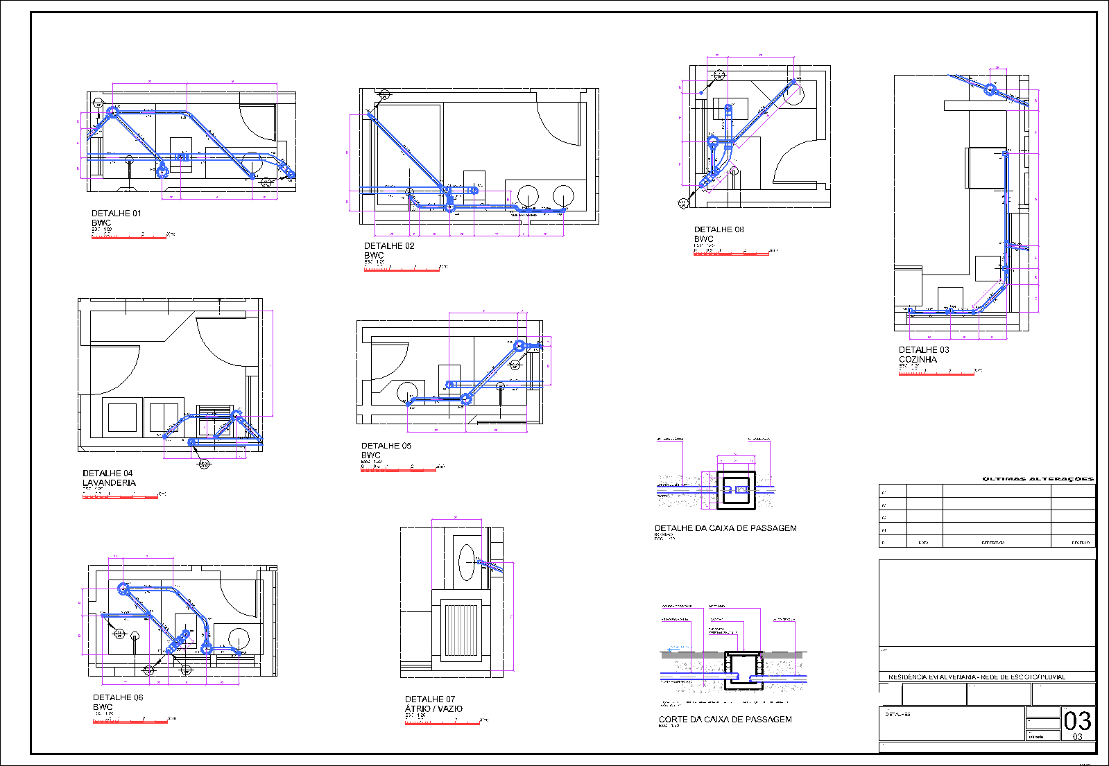 Residência, esgoto, 3 pranchas A1