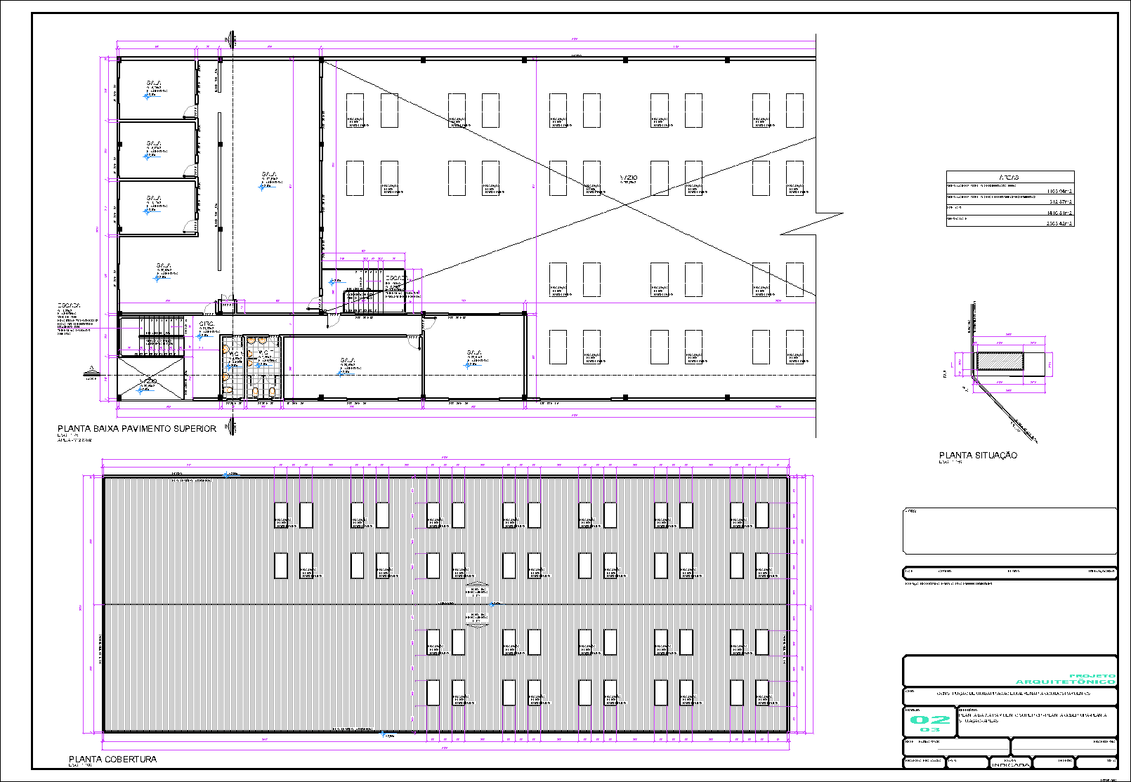 Barracão, arquitetônico, 3 pranchas A1