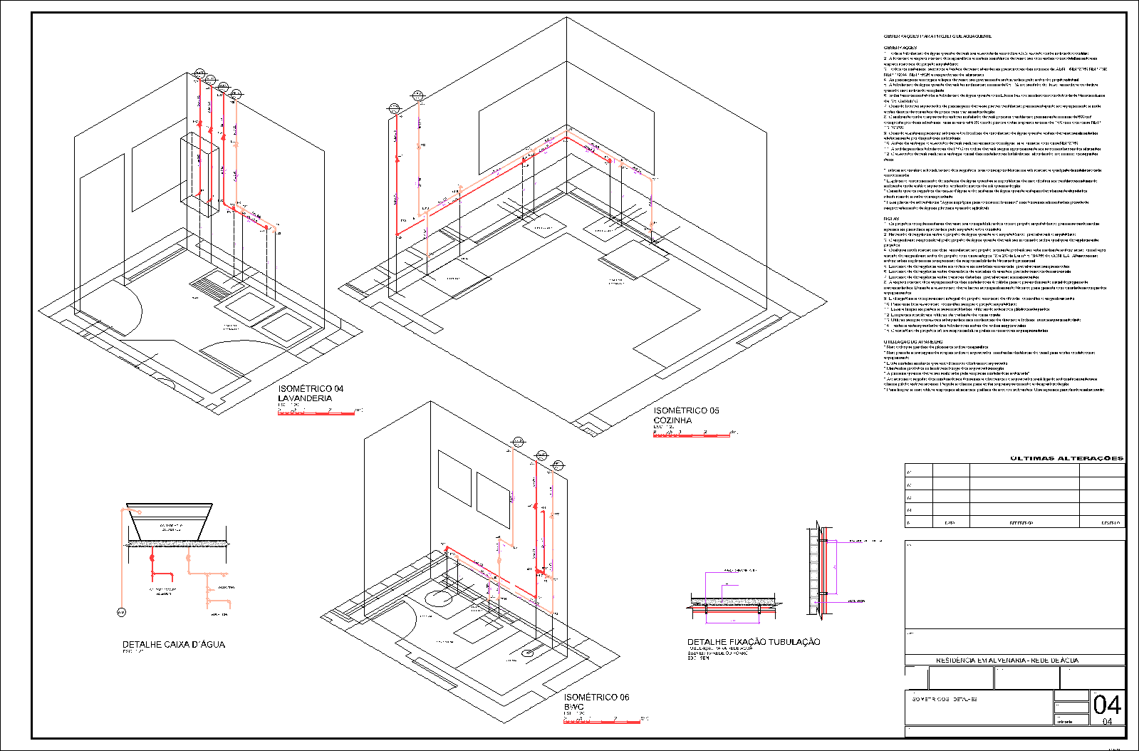 Residência, água quente, água fria, 4 pranchas A1