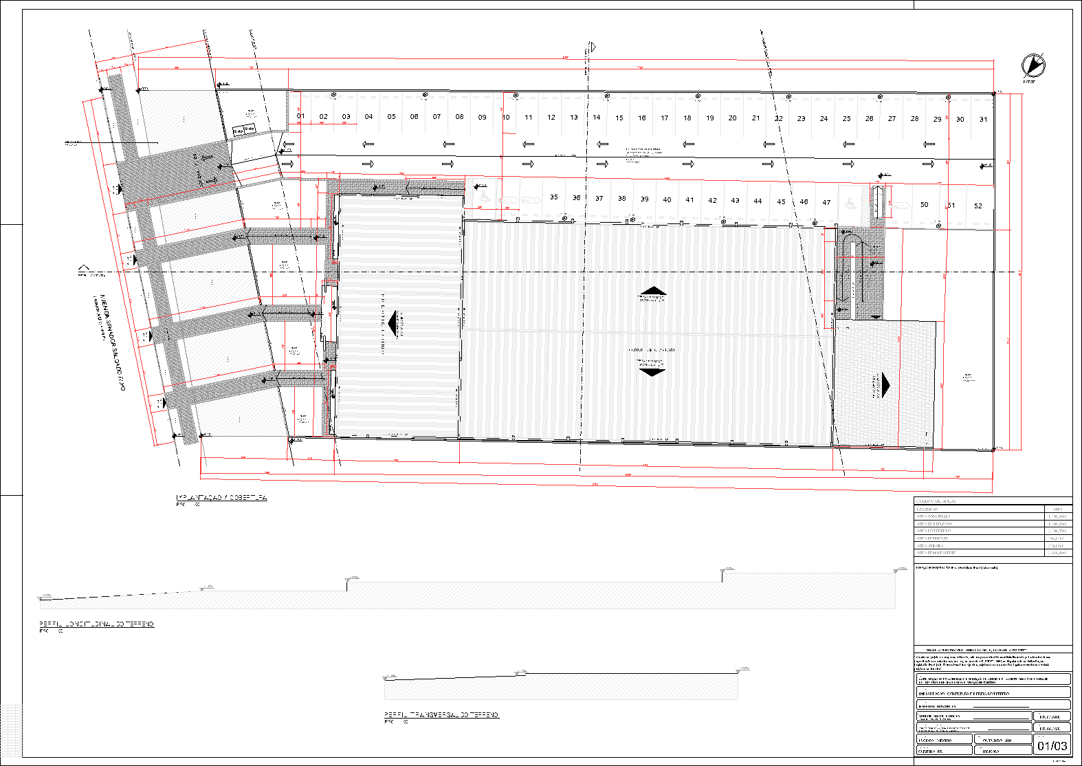 Centro comercial, 4 salas, arquitetônico, 3 pranchas A1