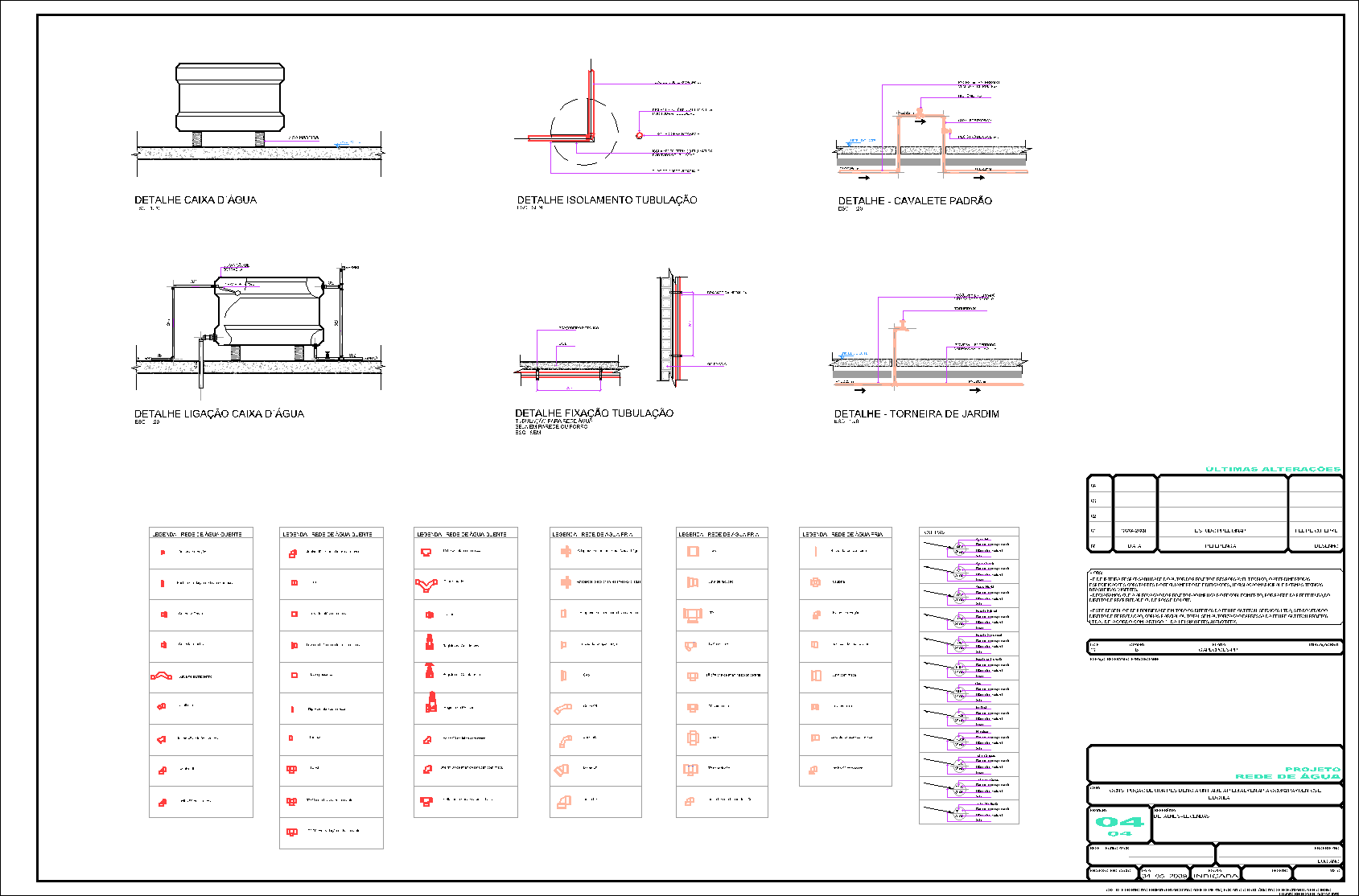 Residência, água fria, água quente, 4 pranchas A1