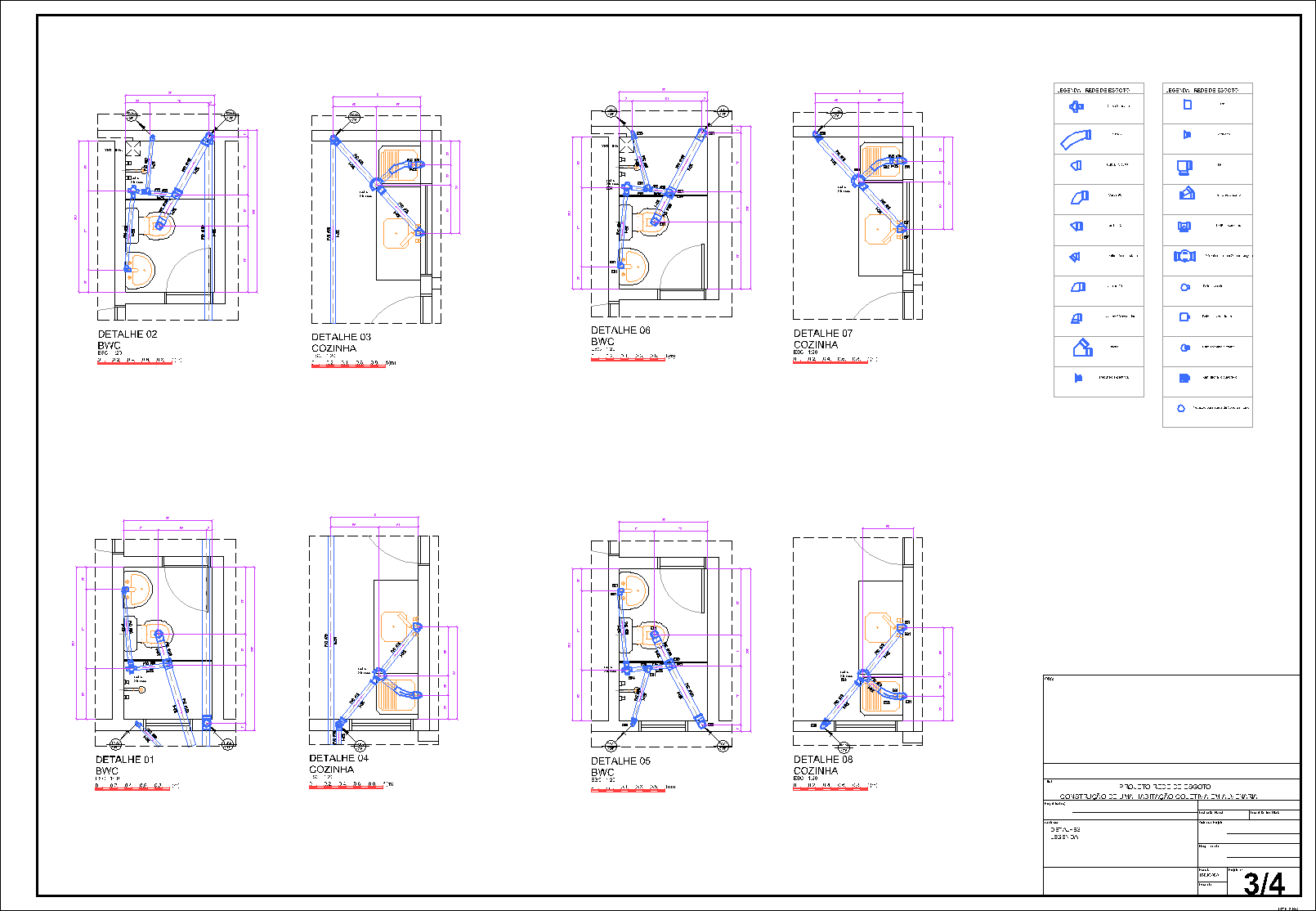 Prédio, 8 aptos., esgoto, 4 pranchas A1